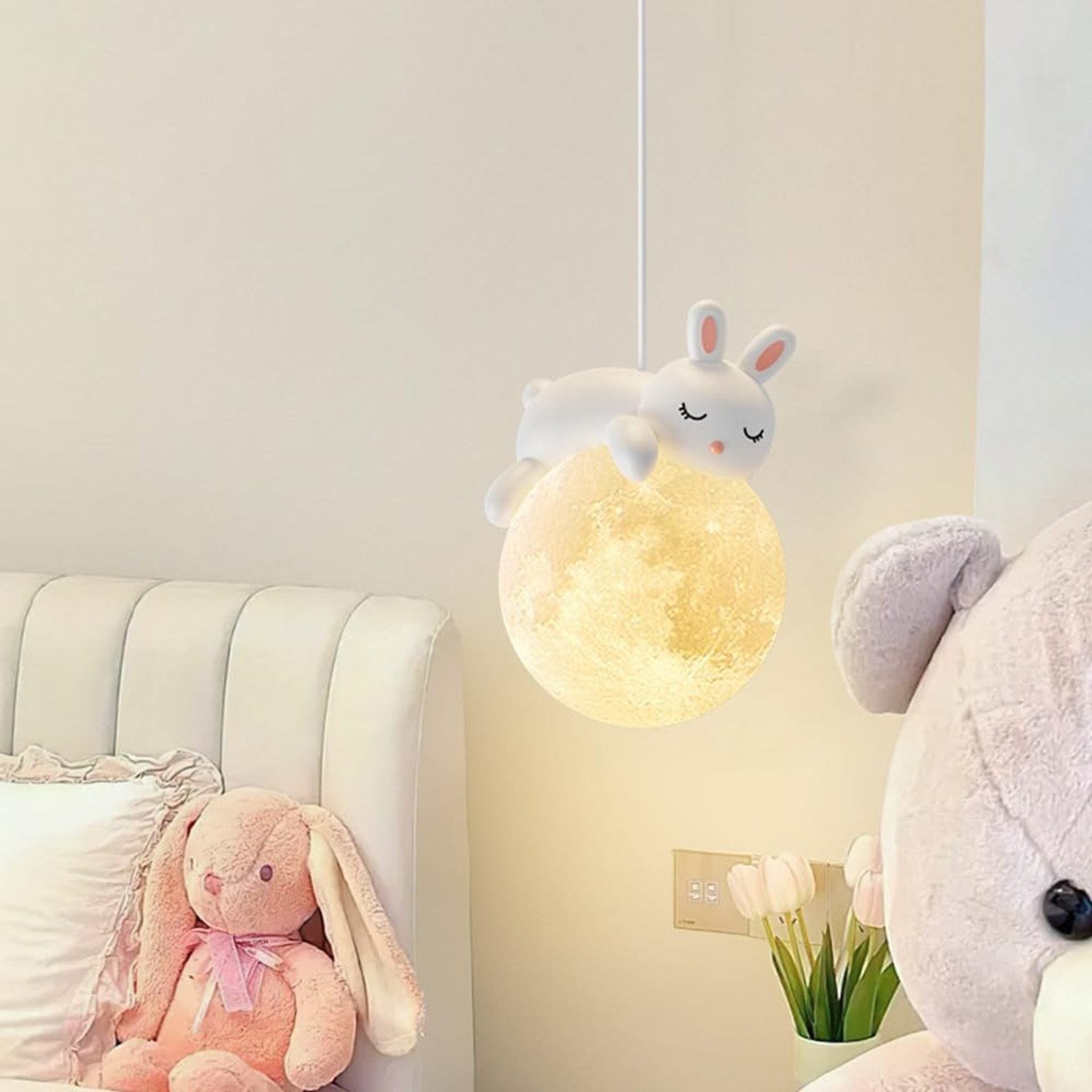 Lustra BUNNY, 1xE27, D15 cm, Metal Rasina, Alb