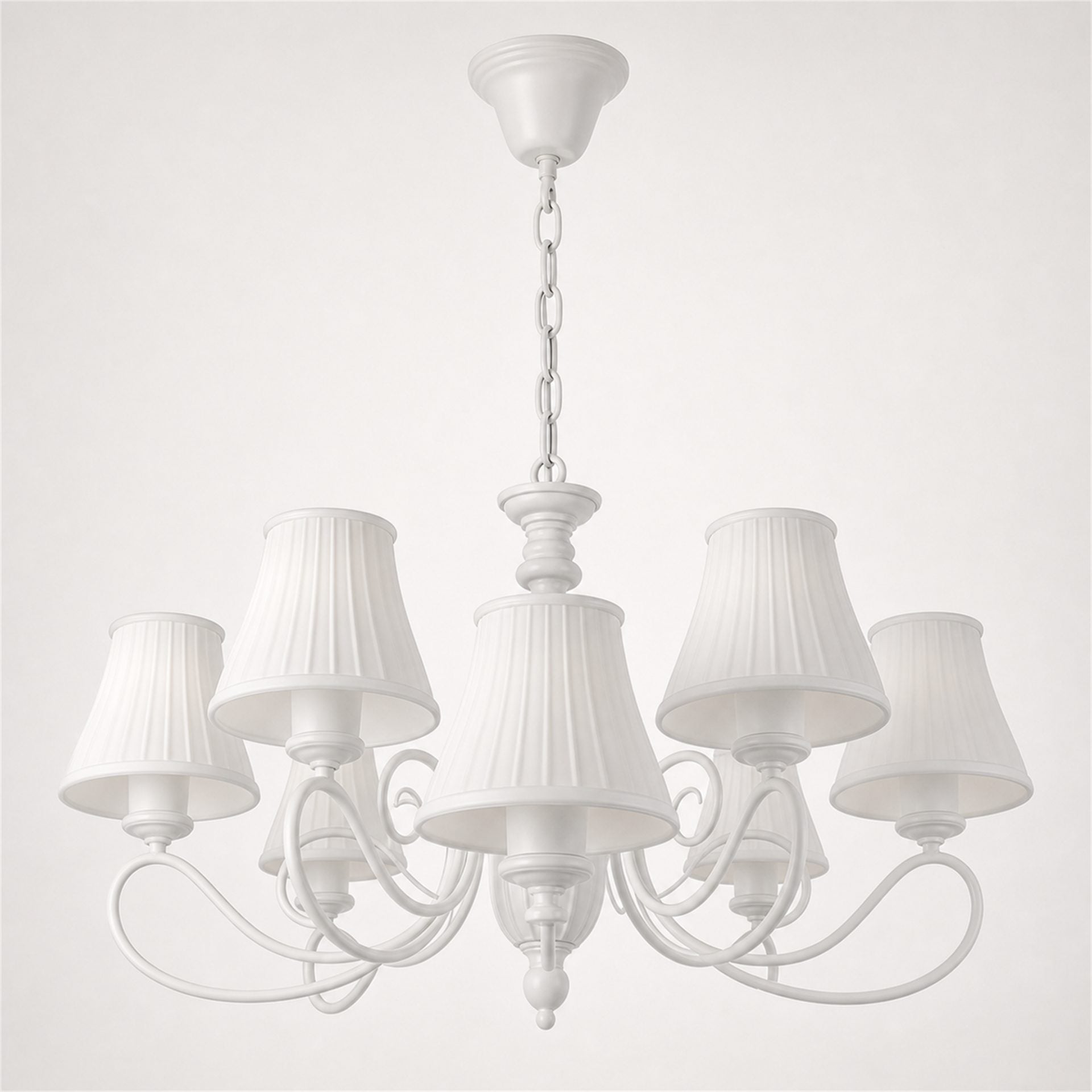 Lustra Clasica DEDD, 7xE27, 40x42cm, Metal si Plastic rotomulat, Alb, Inaltime Reglabila