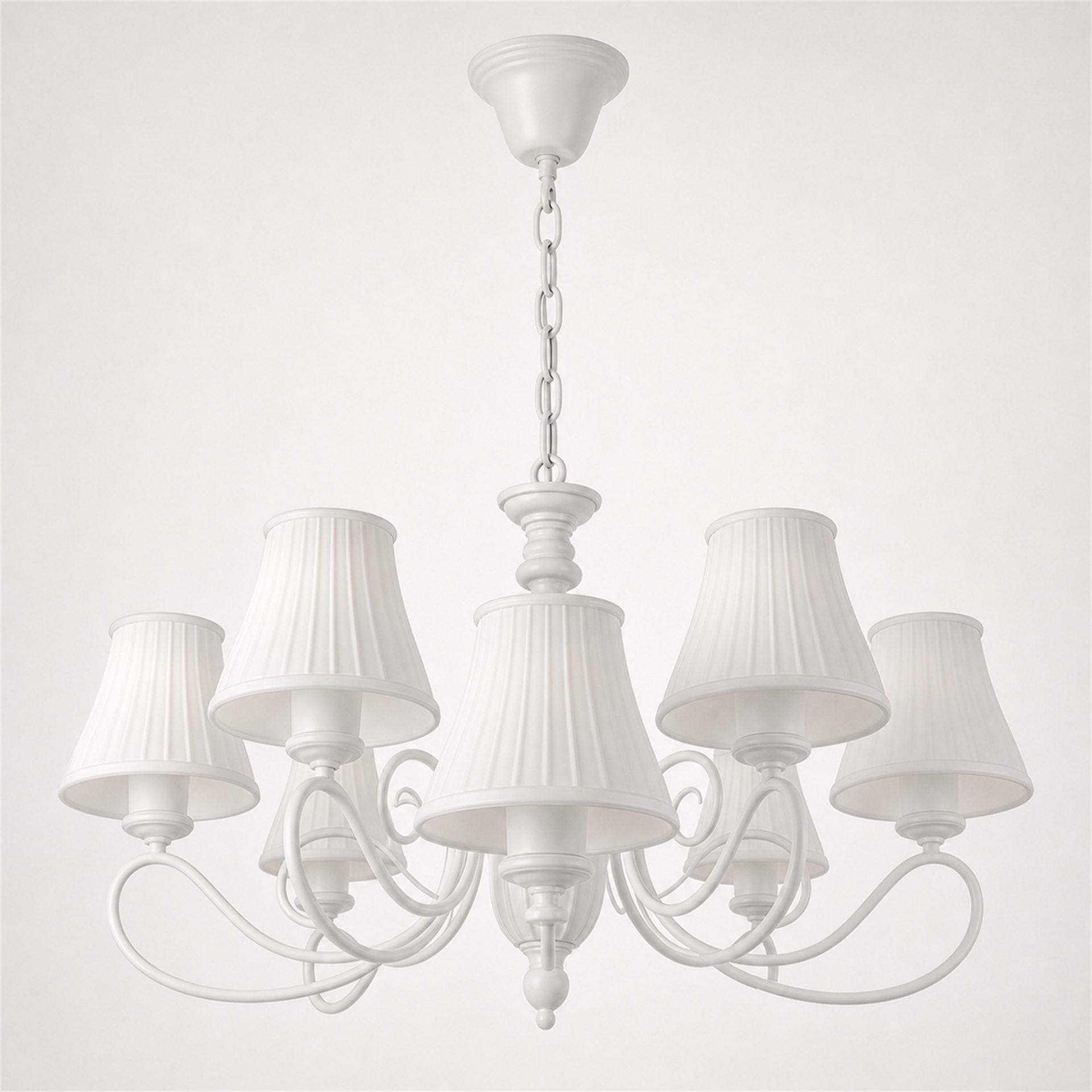 Lustra Clasica DEDD, 7xE27, 40x42cm, Metal si Plastic rotomulat, Alb, Inaltime Reglabila