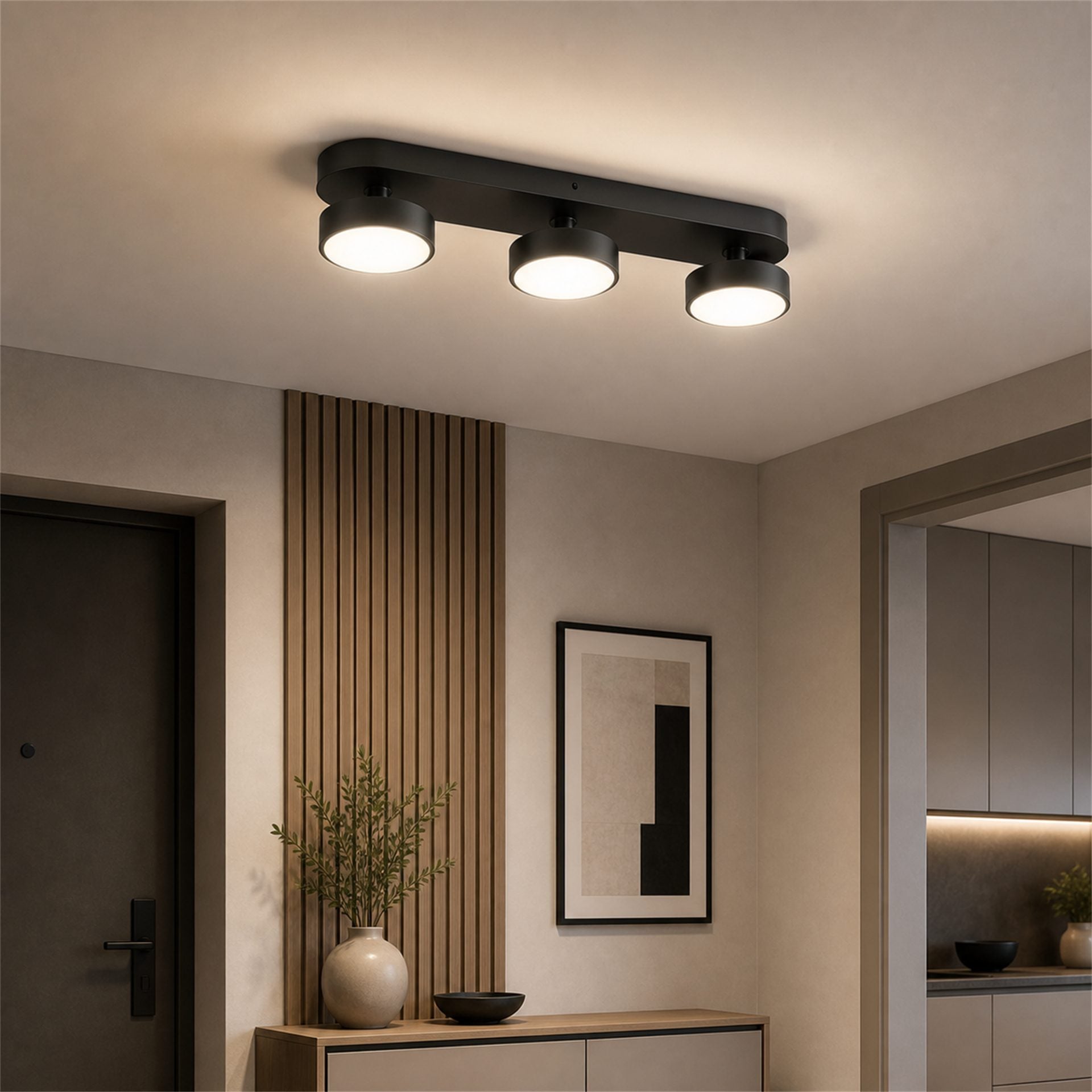 Lustra EPS, 3xGX53, 61x15cm, Metal si Plastic, Negru