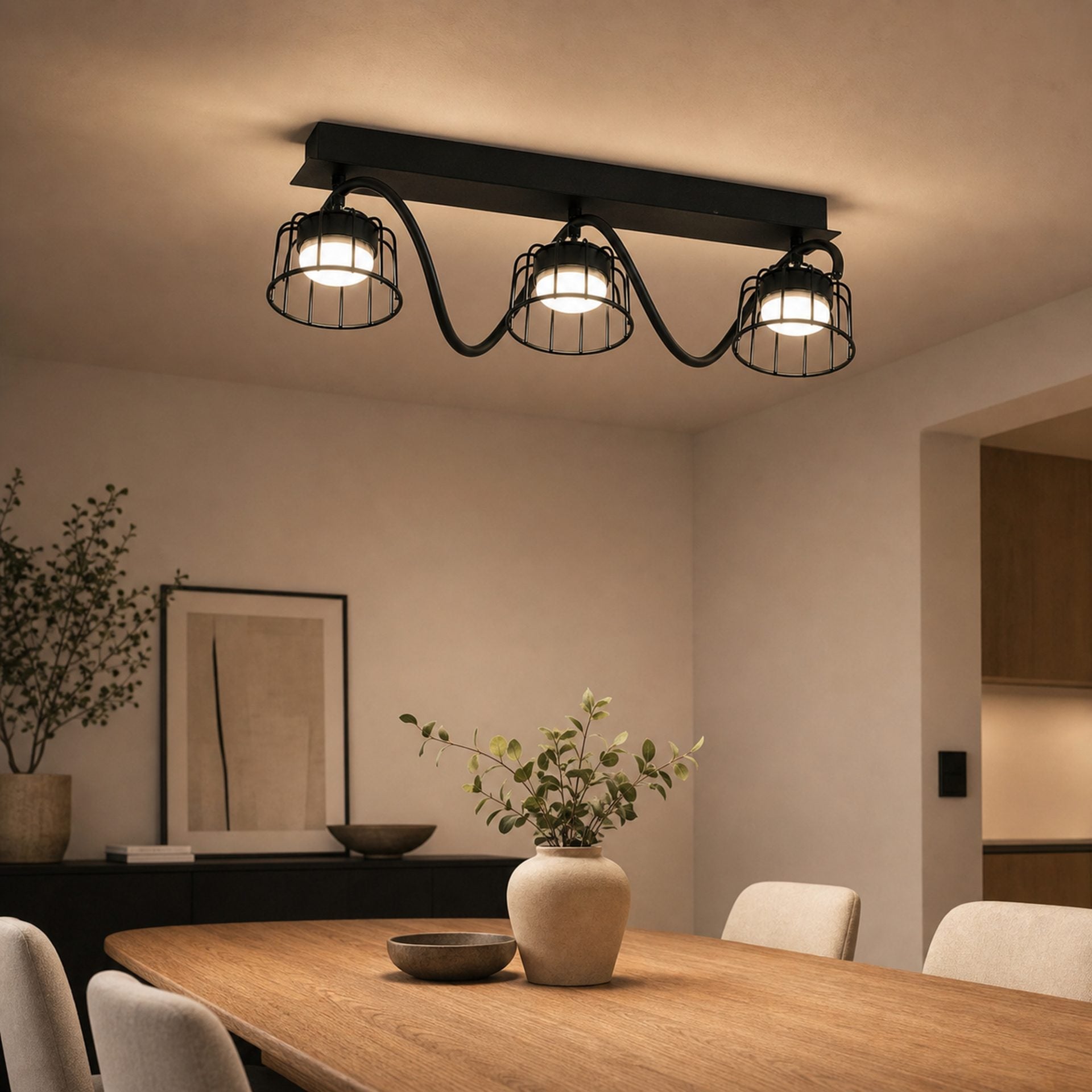 Lustra EPS, 3xGX53, 61x15cm, Metal si Plastic, Negru