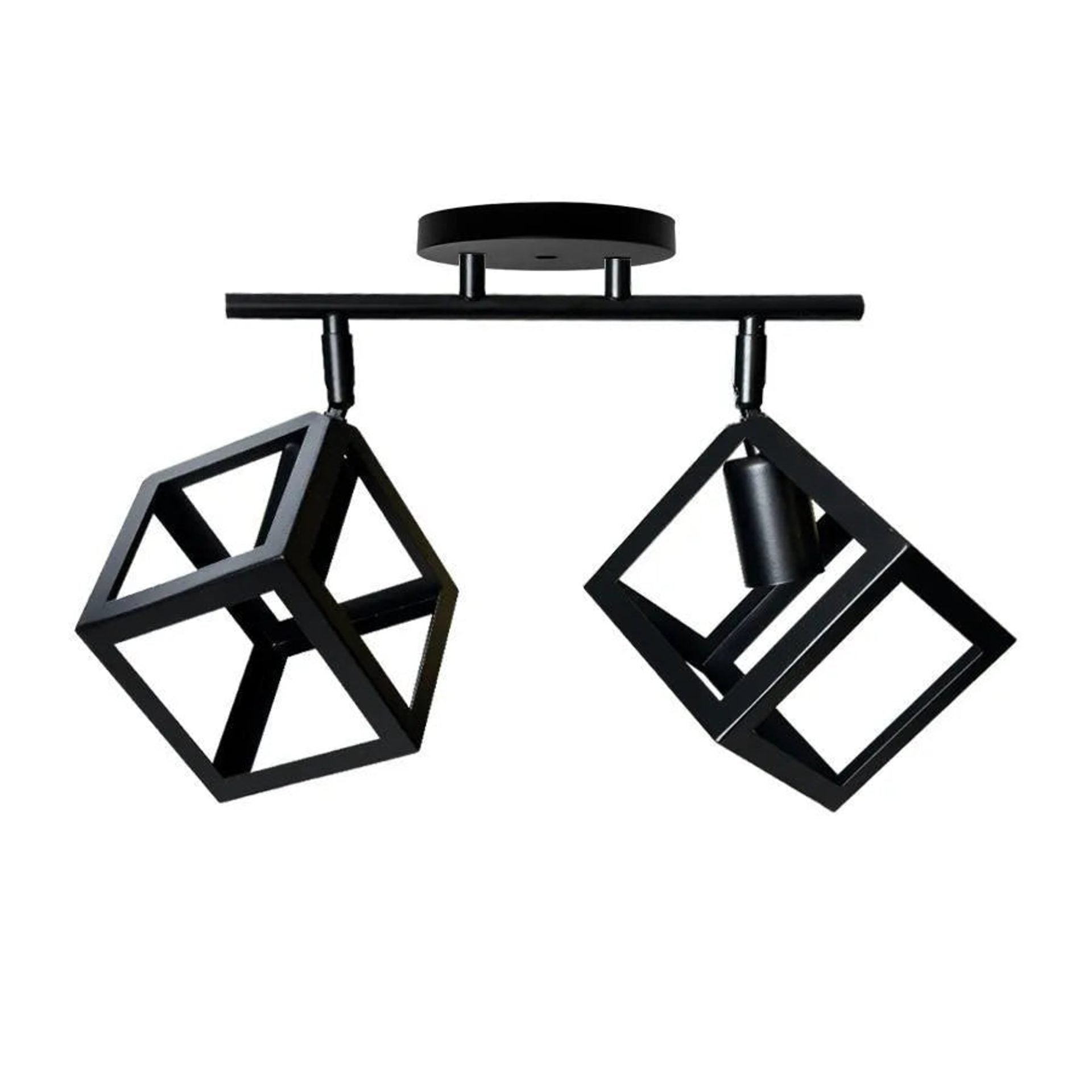 Lustra Forma Cub, STRUKTUR Duo, 2xE27, Negru, Metal