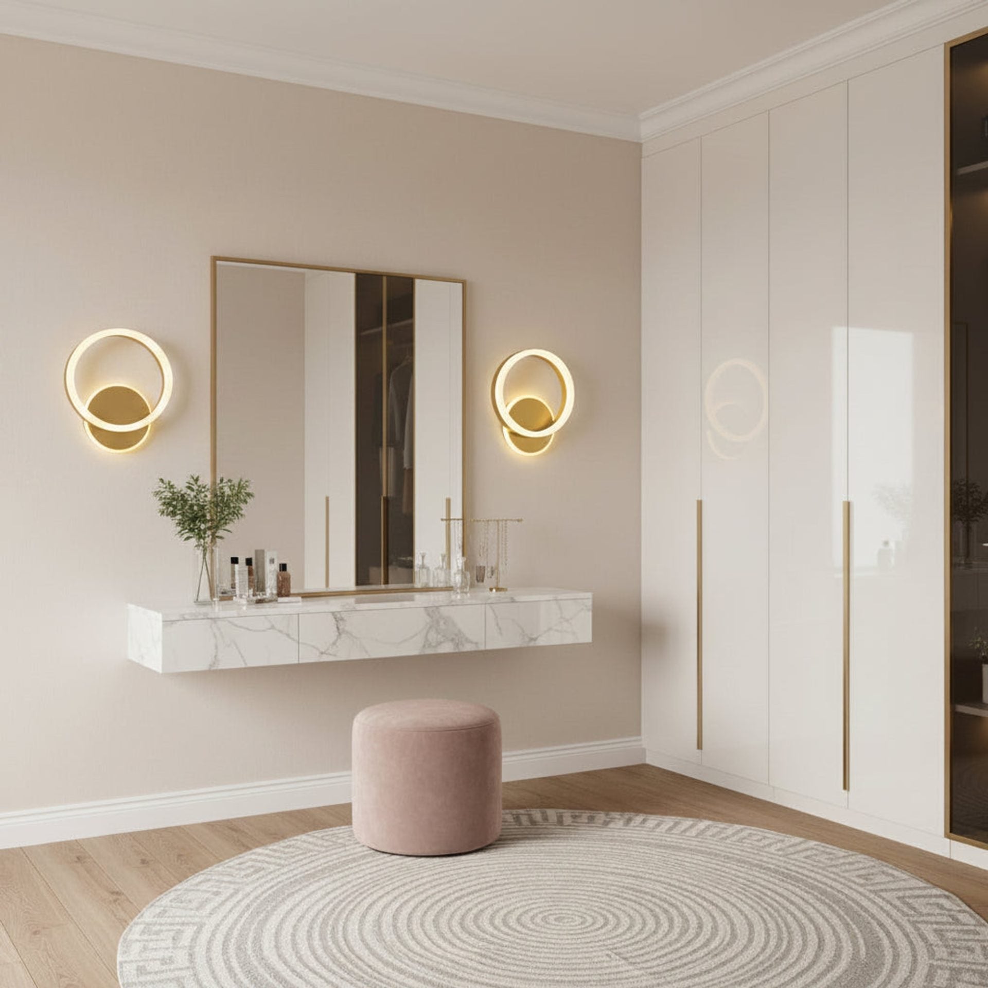 Lustra LED Aplicata cu Telecomanda, Dario, 33W, Lumina Rece/Calda/Neutra, Auriu