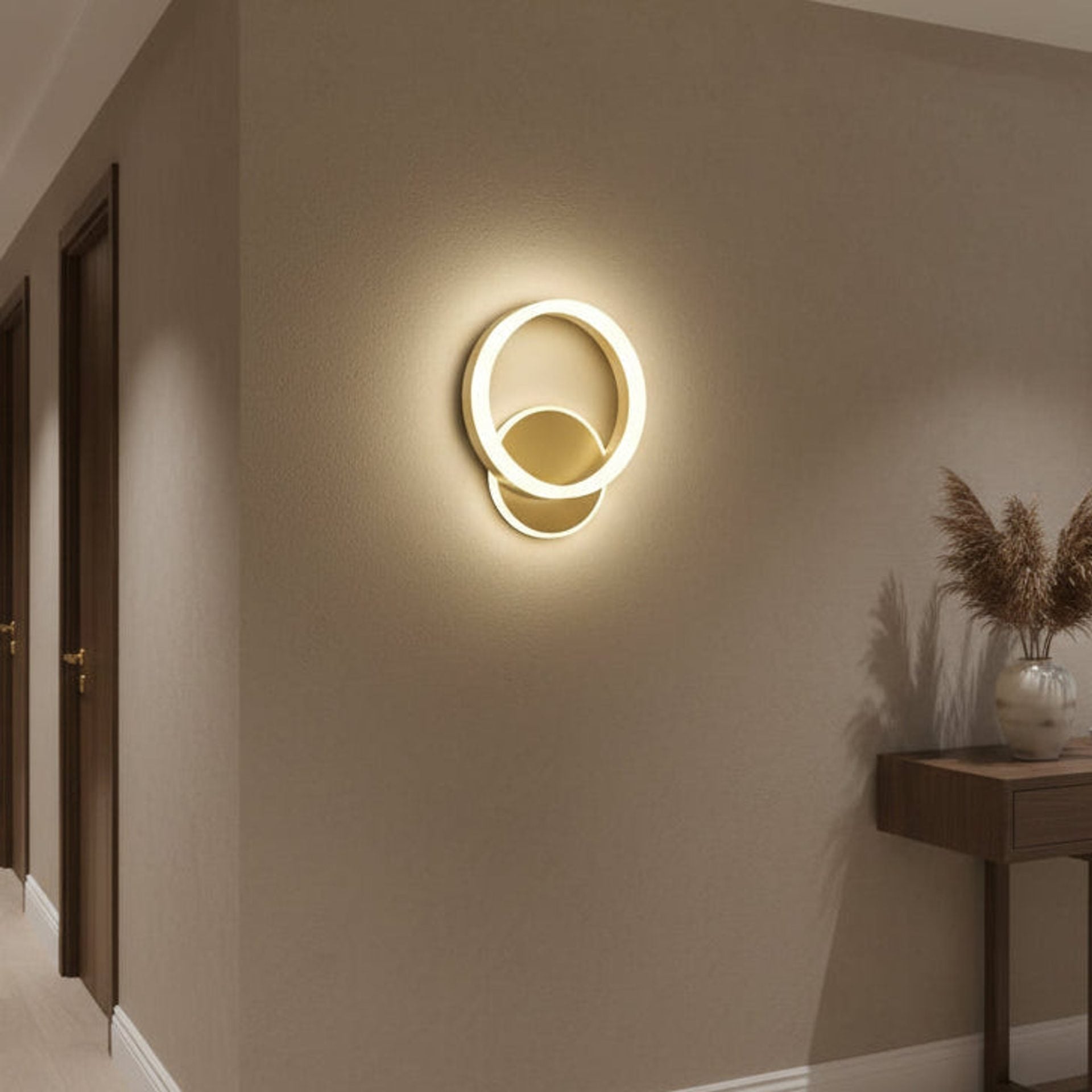Lustra LED Aplicata cu Telecomanda, Dario, 33W, Lumina Rece/Calda/Neutra, Auriu