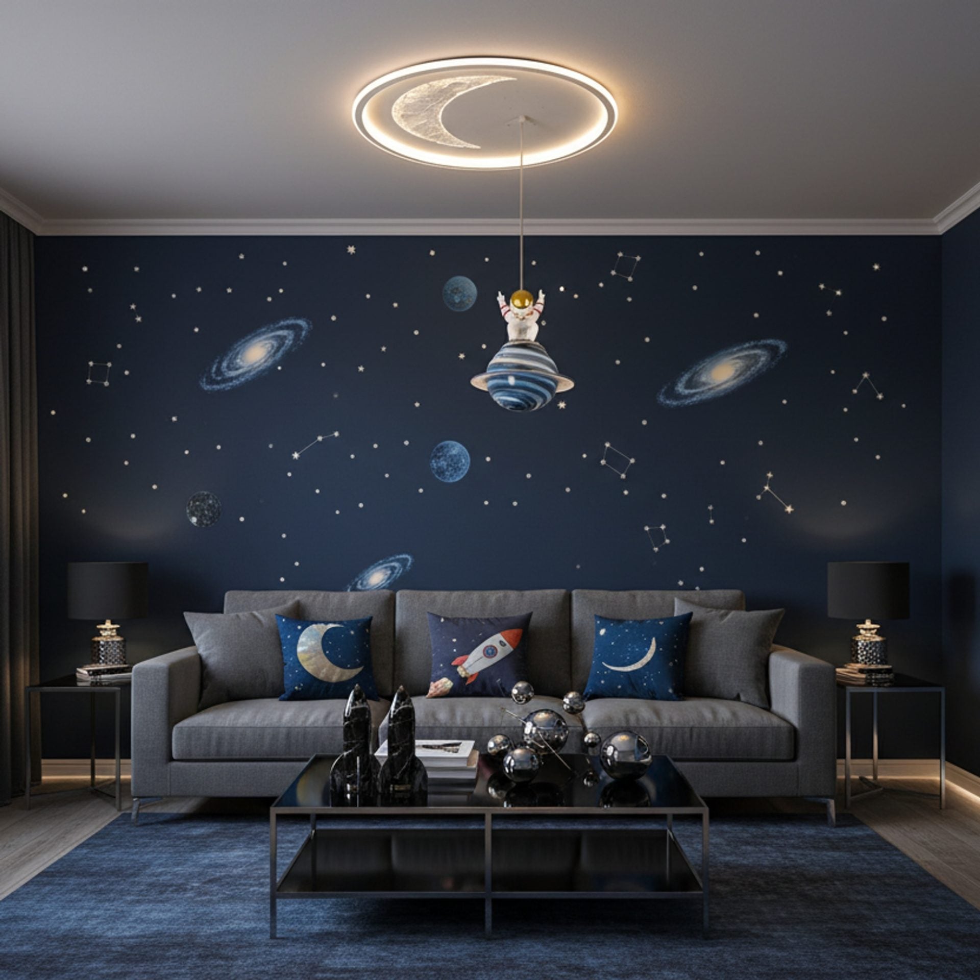 Lustra LED ASTRONAUT 80W, lumina Rece/Calda/Neutra, Alb