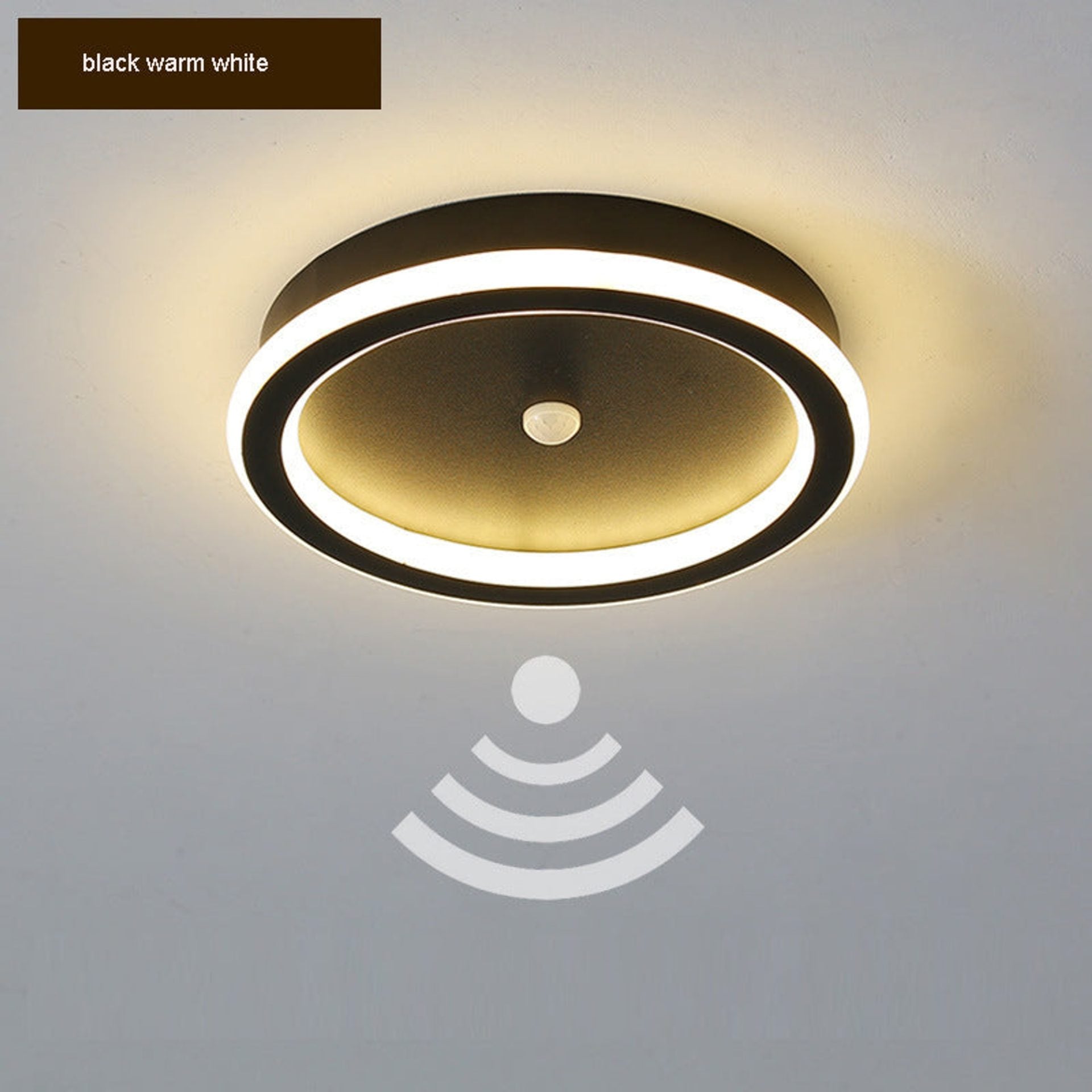 Lustra LED cu Senzor Miscare PS500BK, 28W, lumina Rece/Calda/Neutra, Negru