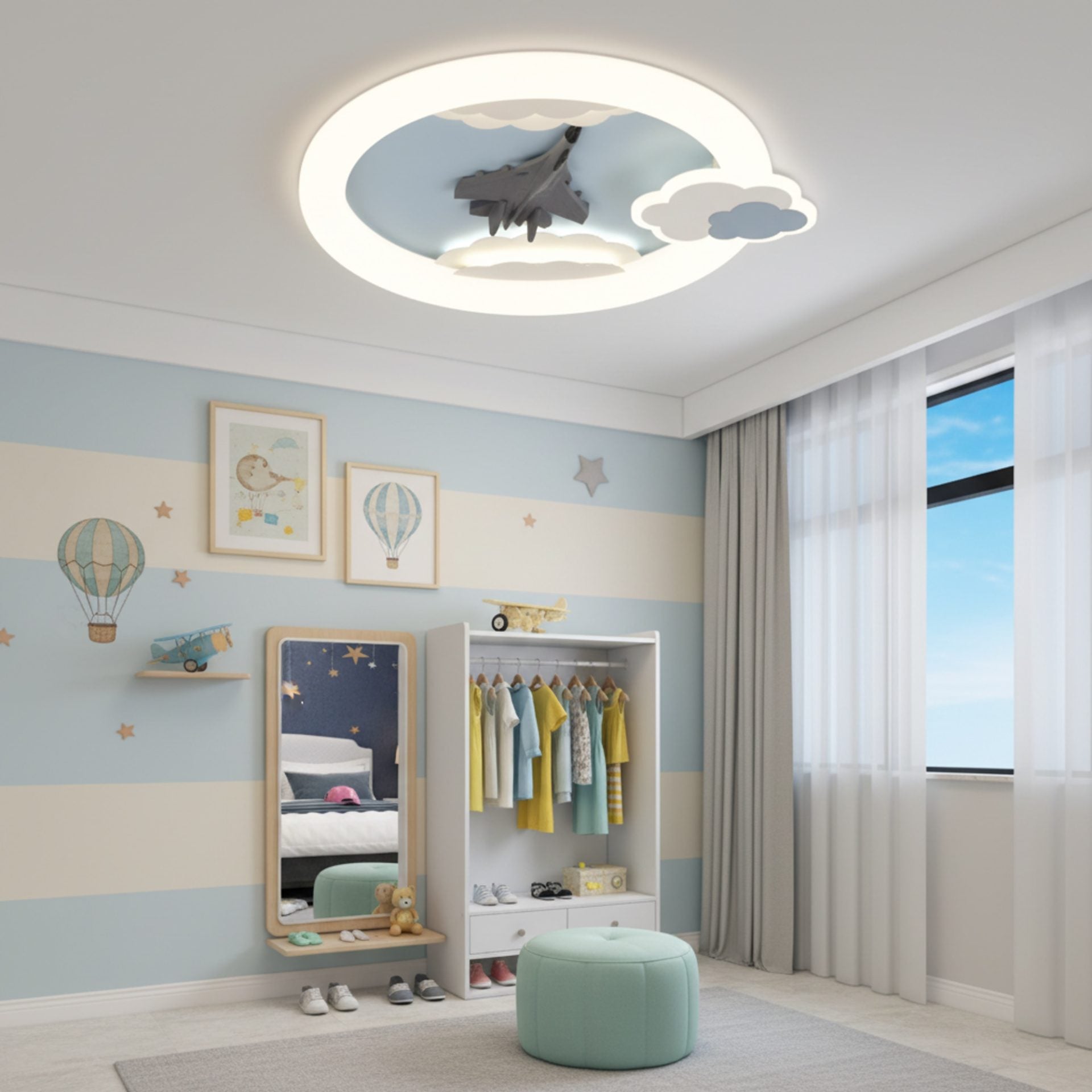 Lustra LED cu telecomanda 72W, Diametru 50cm, lumina Rece/Calda/Neutra, Albastru