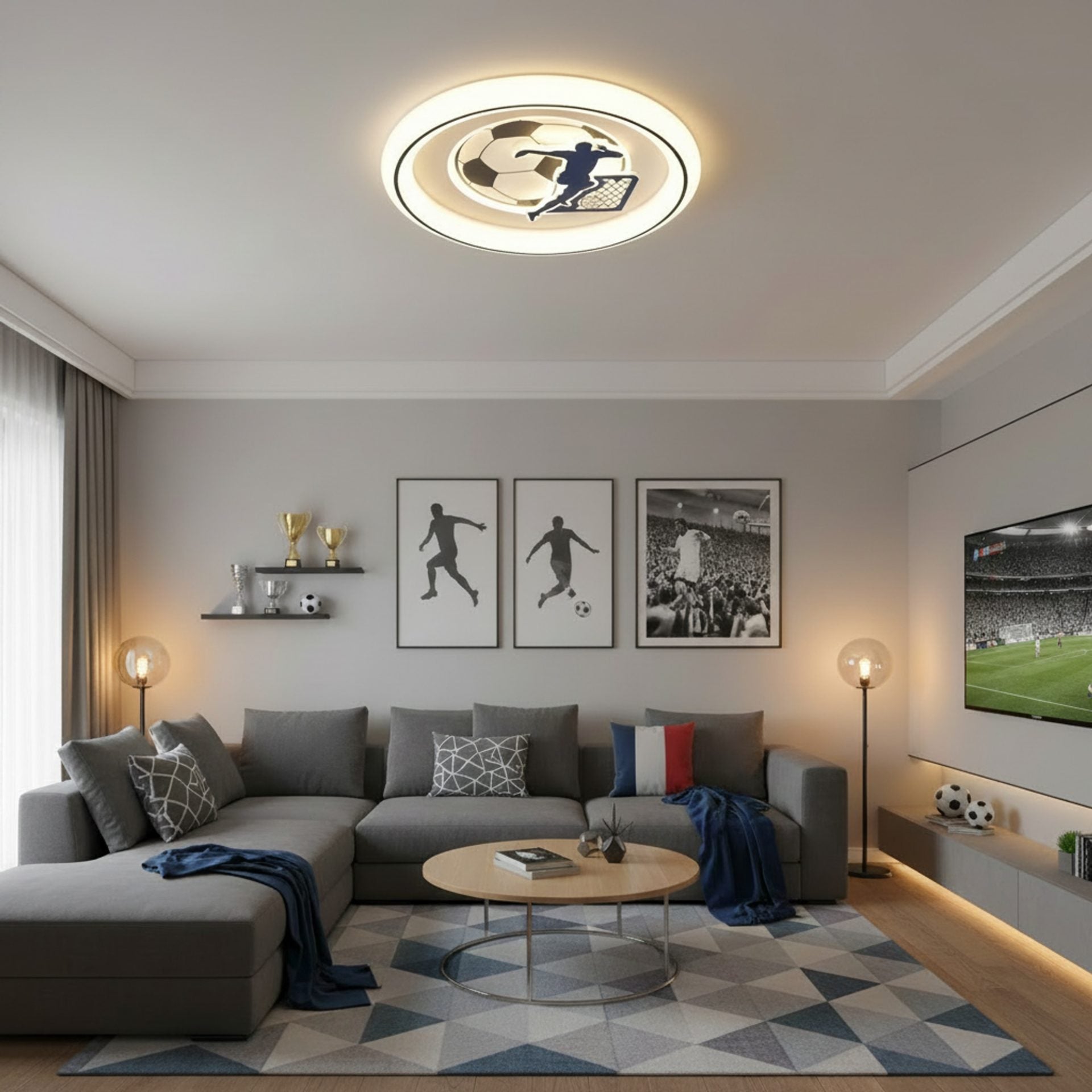 Lustra LED cu telecomanda 88W, Diametru 50cm, lumina Rece/Calda/Neutra, Albastru