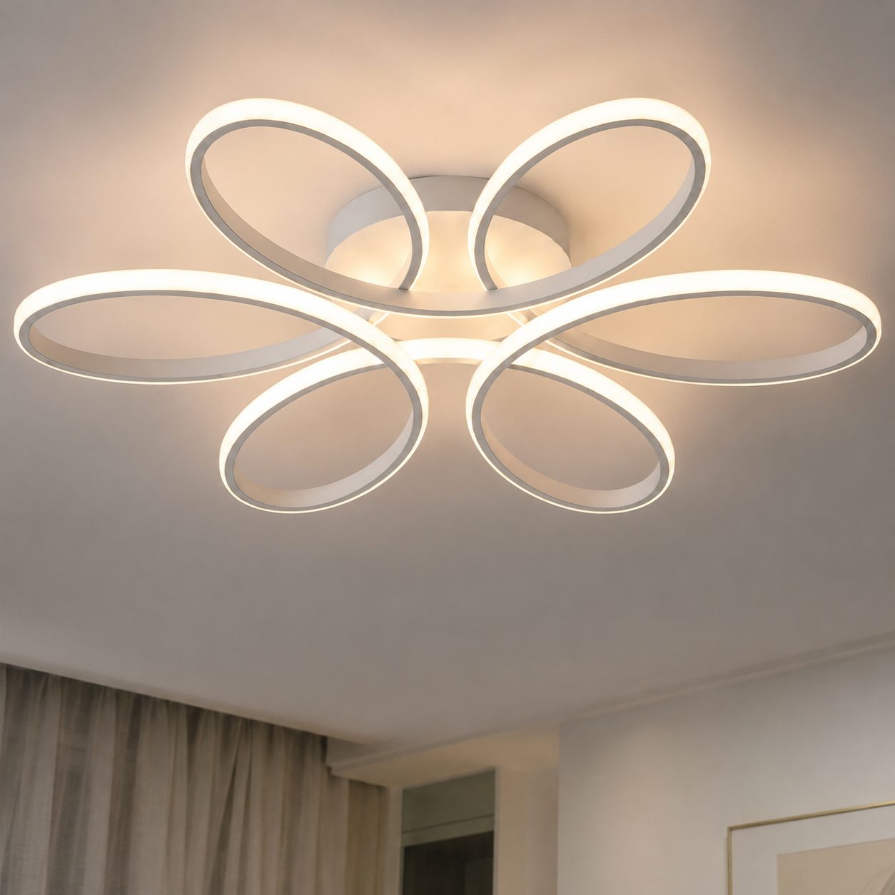 Lustra LED cu telecomanda ELIZA, 63W, lumina Rece/Calda/Neutra, Dimabila, Alb