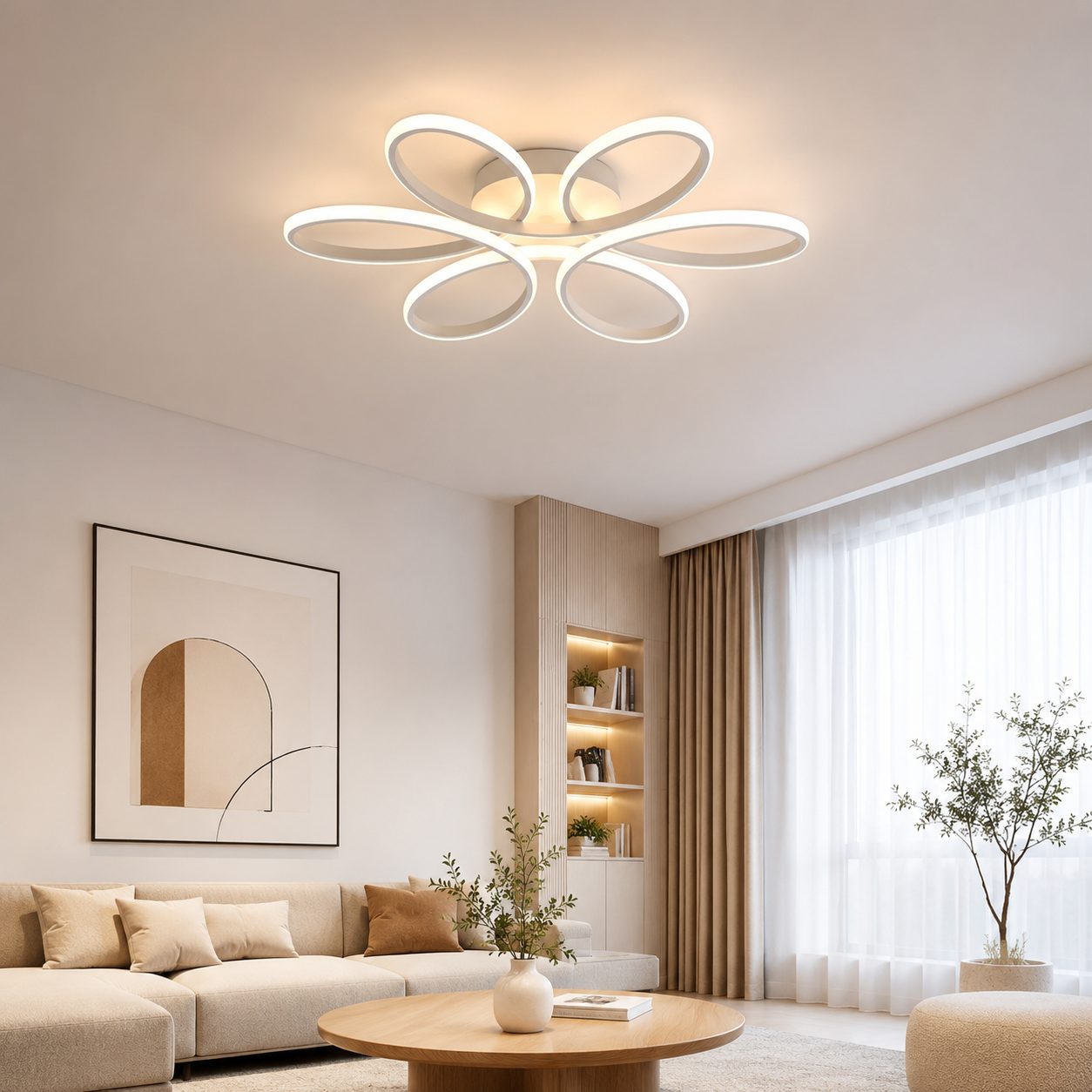 Lustra LED cu telecomanda ELIZA, 63W, lumina Rece/Calda/Neutra, Dimabila, Alb