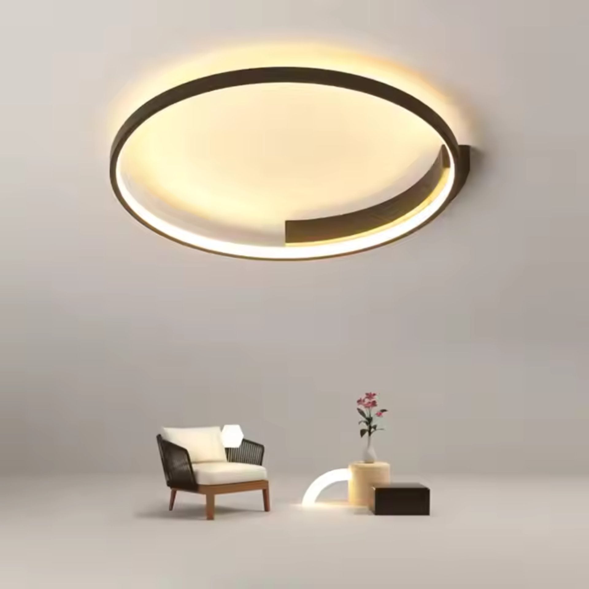 Lustra LED cu telecomanda LETIZIA 34W, Rotunda, lumina Rece/Calda/Neutra, Dimabila, Negru