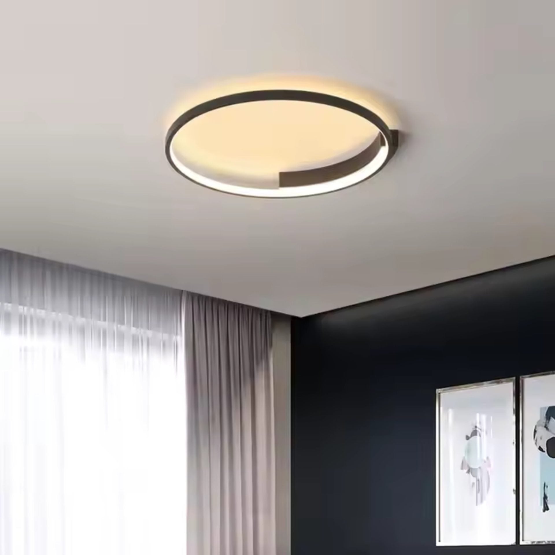 Lustra LED cu telecomanda LETIZIA 34W, Rotunda, lumina Rece/Calda/Neutra, Dimabila, Negru