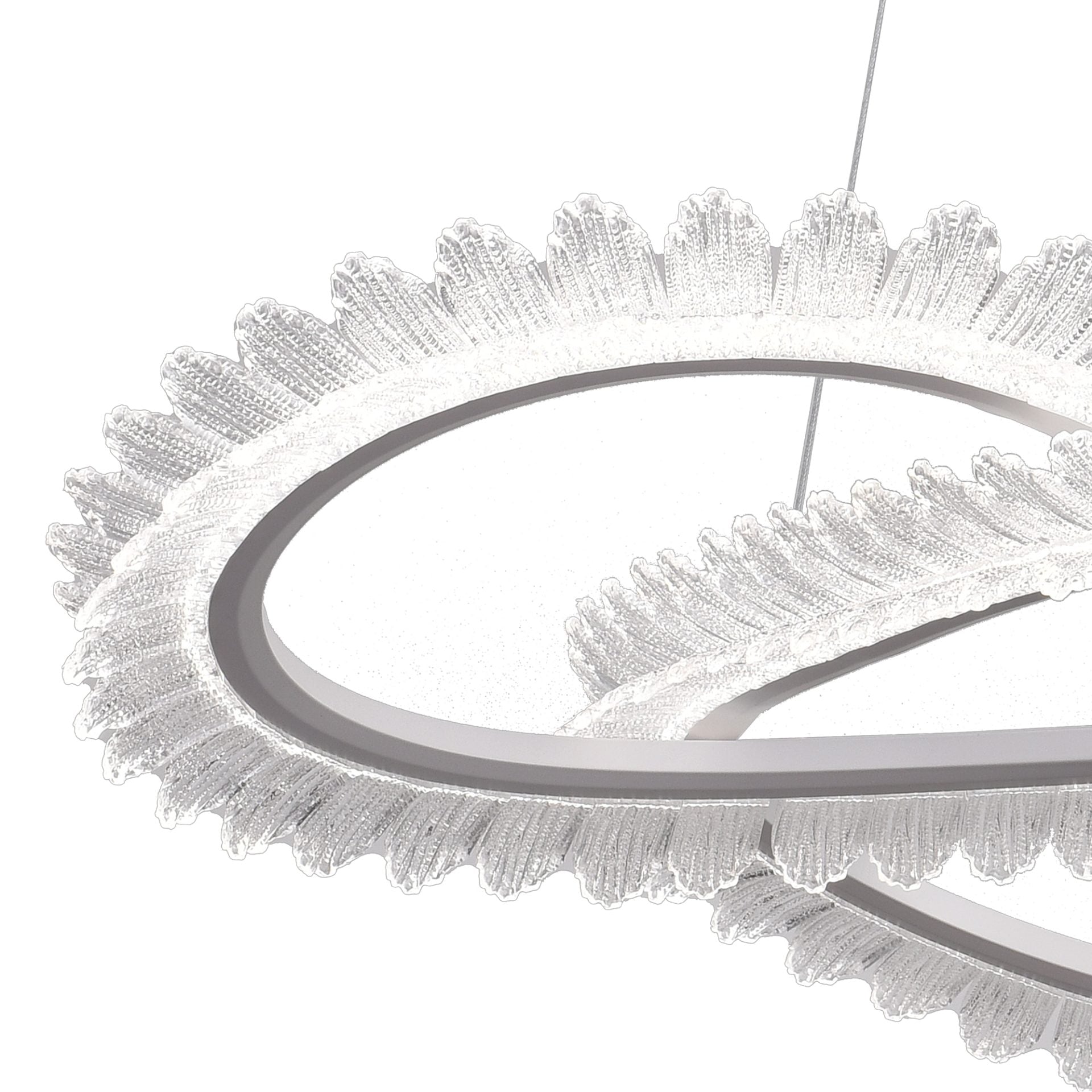 Lustra LED cu Telecomanda LT187WH, Cristal si Metal, 52W, Dimabila, Inaltime Reglabila, lumina Rece/Calda/Neutra, Iluminat Luxos