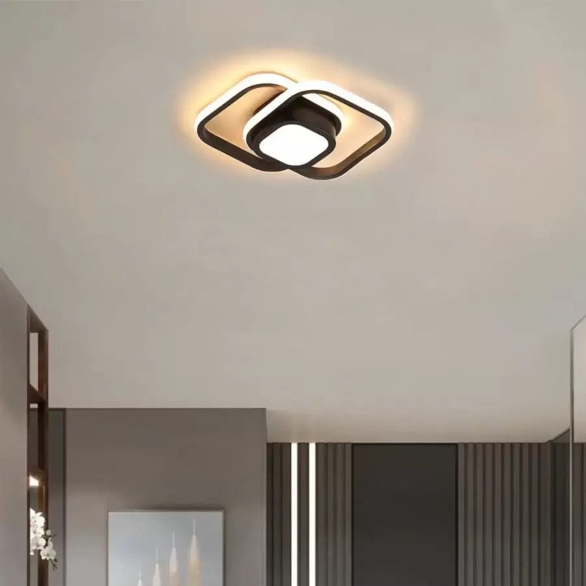 Lustra LED DUOFORM, 21W, 3 Patrate, lumina Rece/Calda/Neutra, Negru