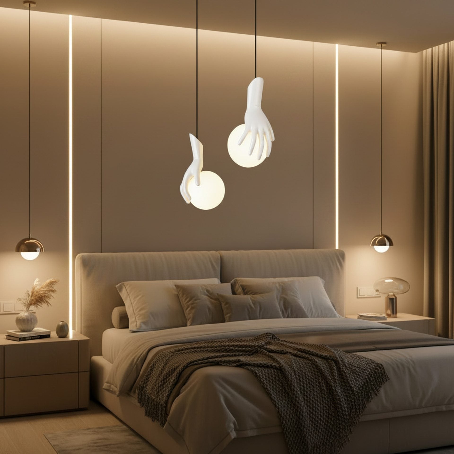 Lustra LED MANOS, 13x120cm, 1xE27, Sticla si Resina, Alb