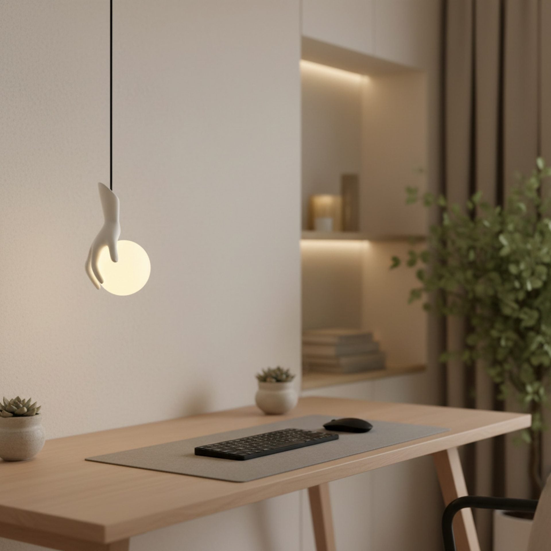 Lustra LED MANOS, 13x120cm, 1xE27, Sticla si Resina, Alb