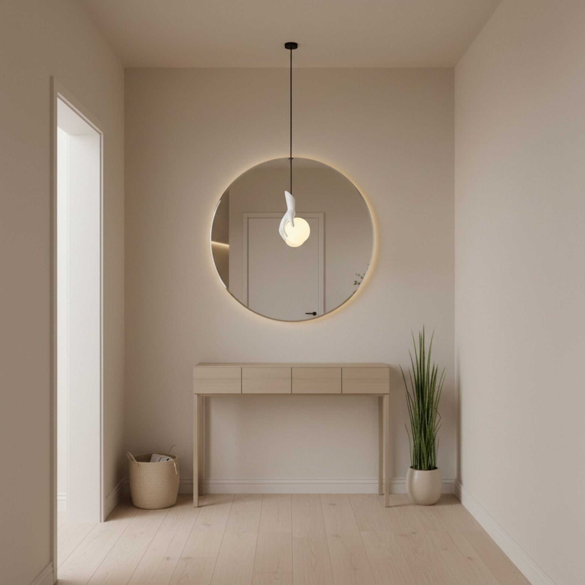 Lustra LED MANOS, 13x120cm, 1xE27, Sticla si Resina, Alb