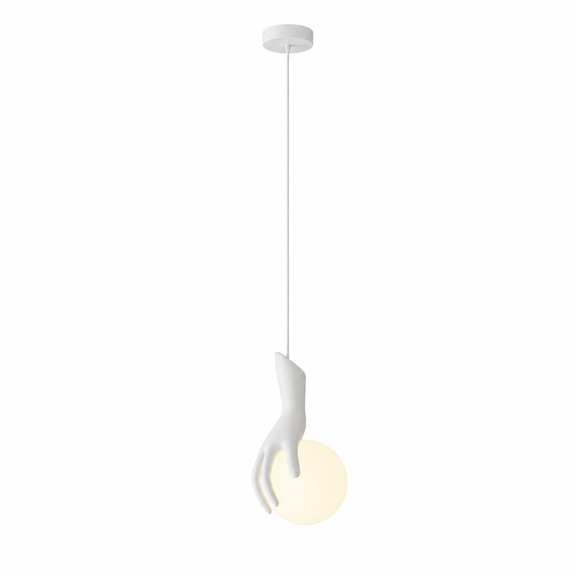 Lustra LED MANOS, 13x120cm, 1xE27, Sticla si Resina, Alb