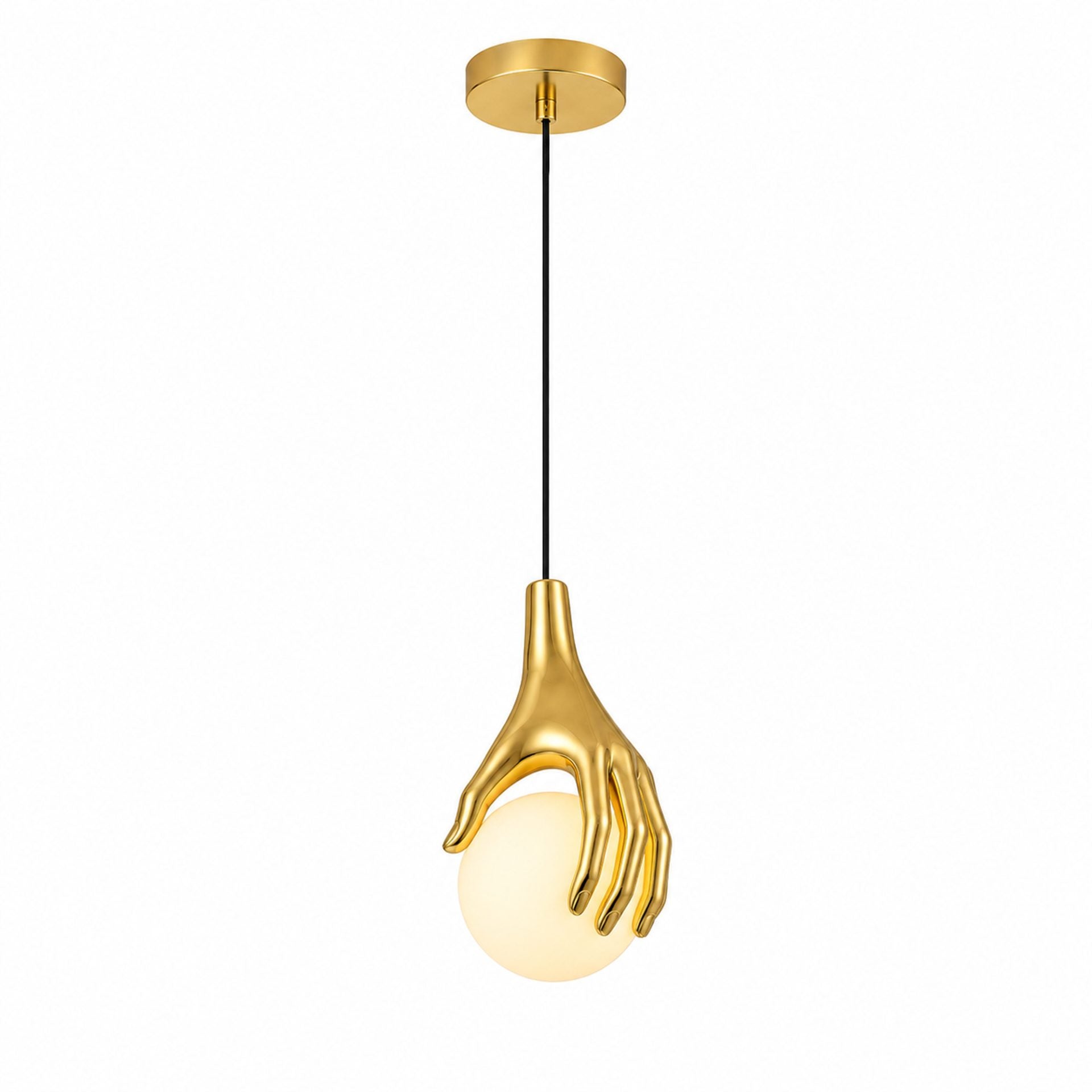 Lustra LED MANOS, 13x120cm, 1xE27, Sticla si Resina, Auriu