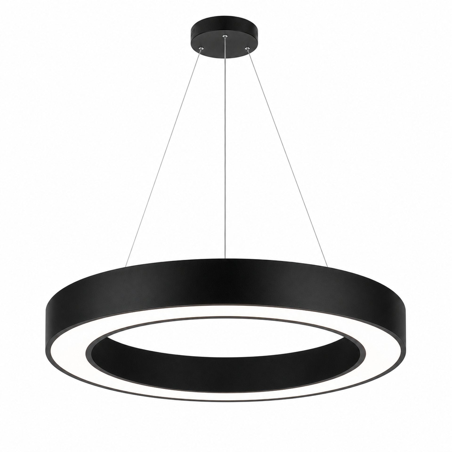 Lustra LED suspendata ANGLE, D52cm, 25W, Inaltime Reglabila, Lumina Rece, Negru, Metal si Acril