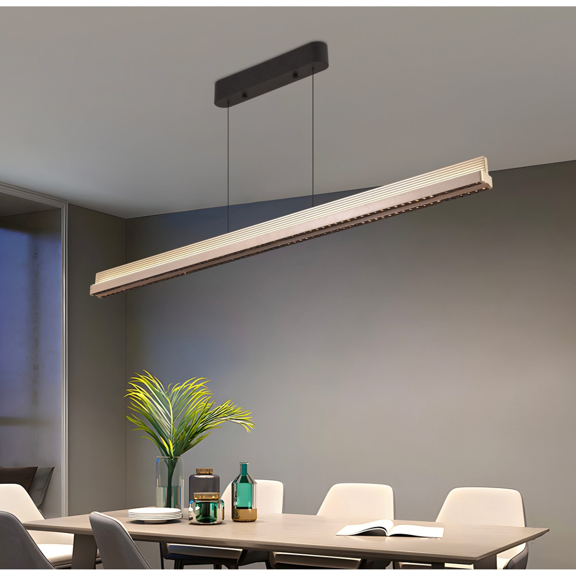 Lustra LED suspendata cu Telecomanda LT327BK 90W, lumina Rece/Calda/Neutra, Dimabila,Inaltime Reglabila, Negru