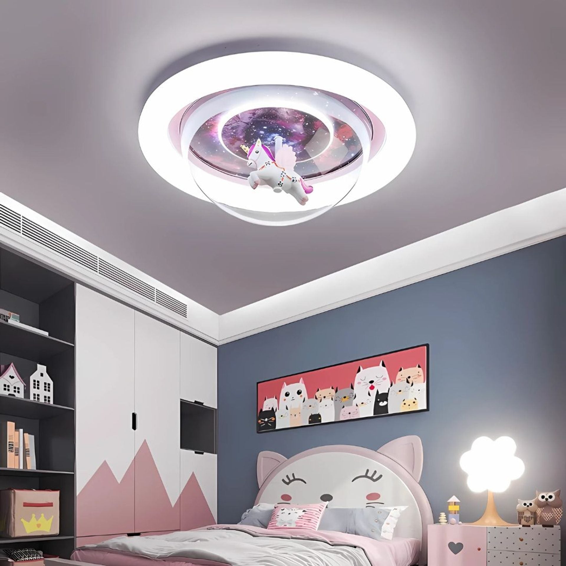 Lustra LED UNICORN, 60W, 50cm, lumina Rece/Calda/Neutra, Roz