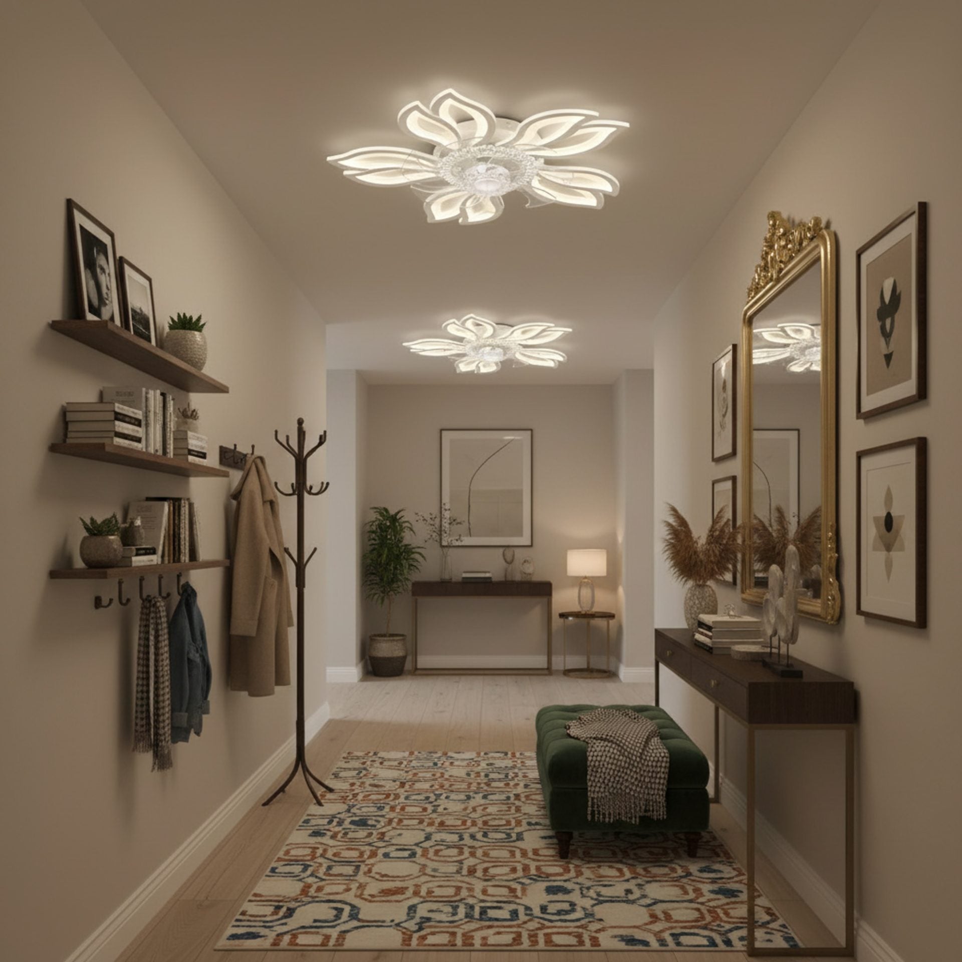 Lustra LED Ventilator ANEMO cu Telecomanda, 30W, D61cm, Lumina Rece/Neutra/Calda, Metal si Plastic, Alb