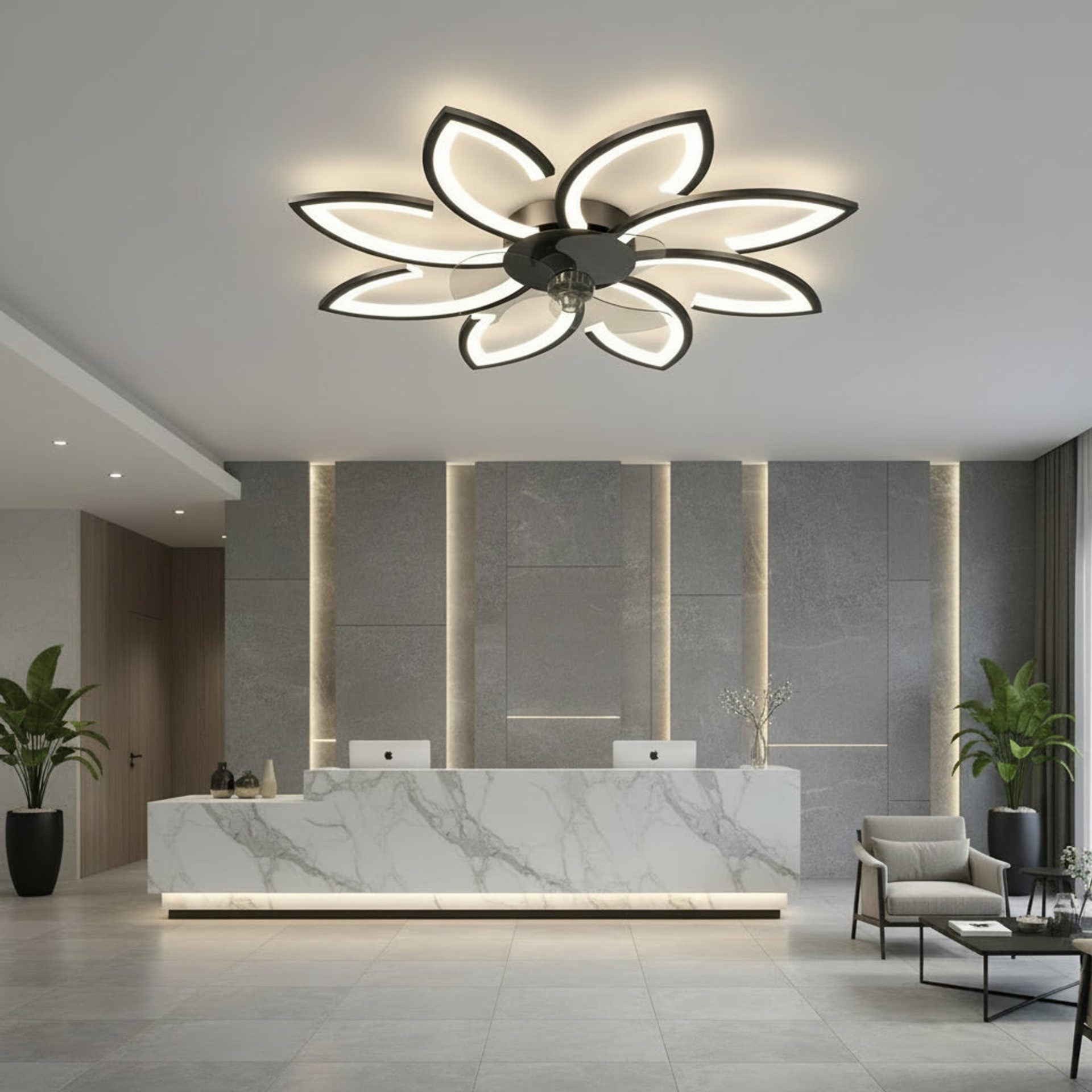 Lustra LED Ventilator ANEMO cu Telecomanda, 47W, D87cm, Lumina Rece/Neutra/Calda, Metal si Plastic, Negru