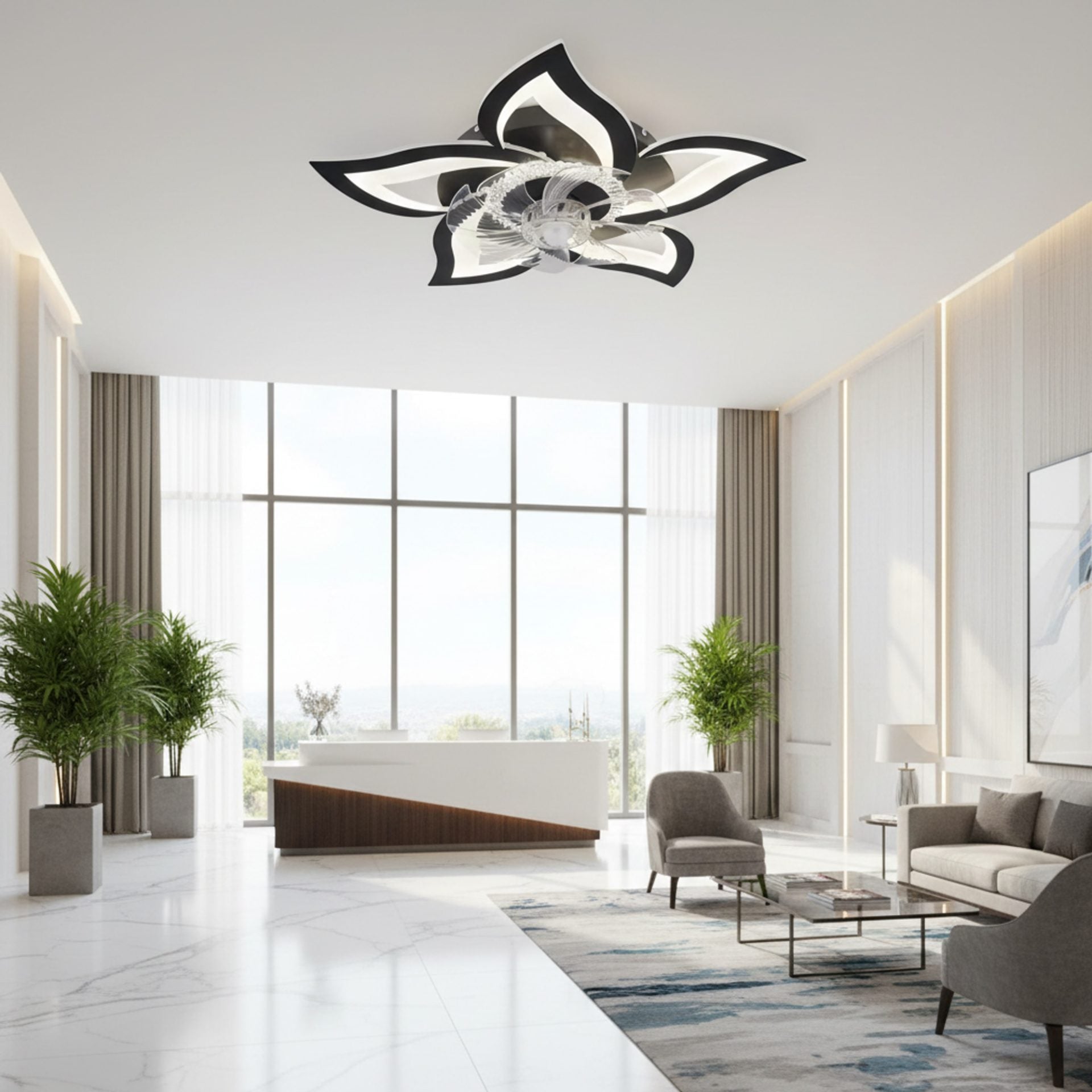 Lustra LED Ventilator ANEMO cu Telecomanda, 49W, D85cm, Lumina Rece/Neutra/Calda, Metal si Plastic, Negru