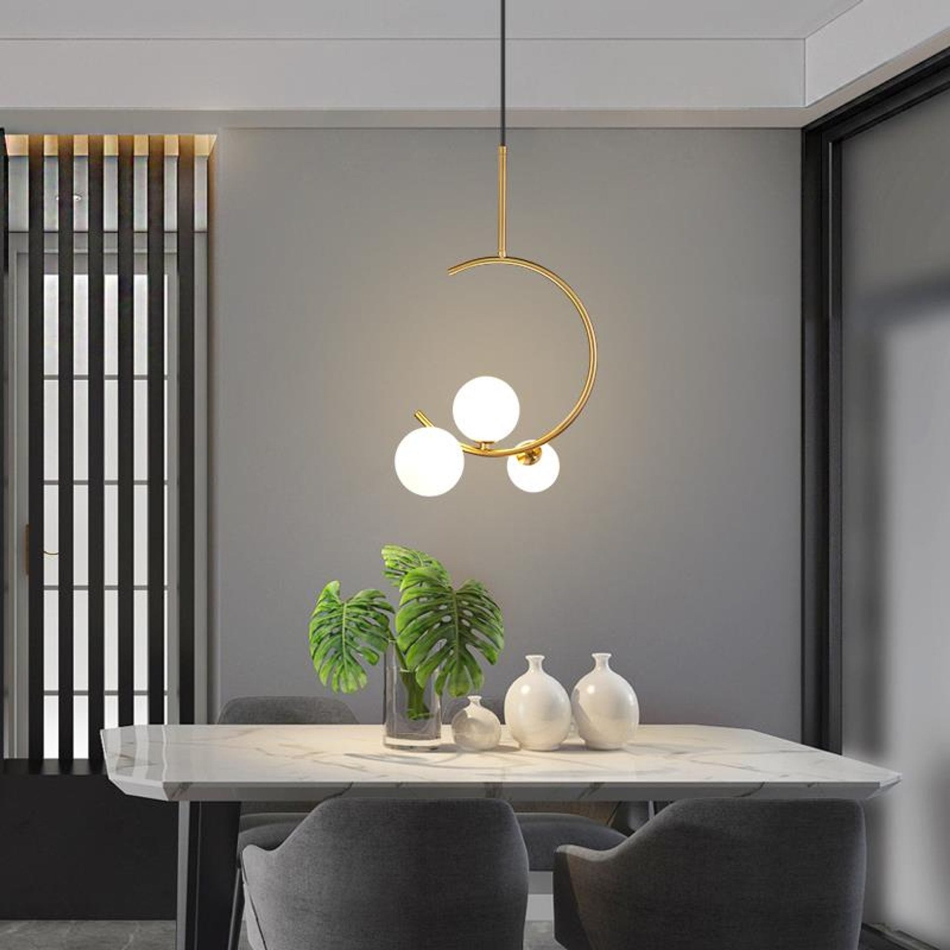 Lustra LOFT Atrium, 3x G9, Alb Auriu, Metal, Inaltime Reglabila