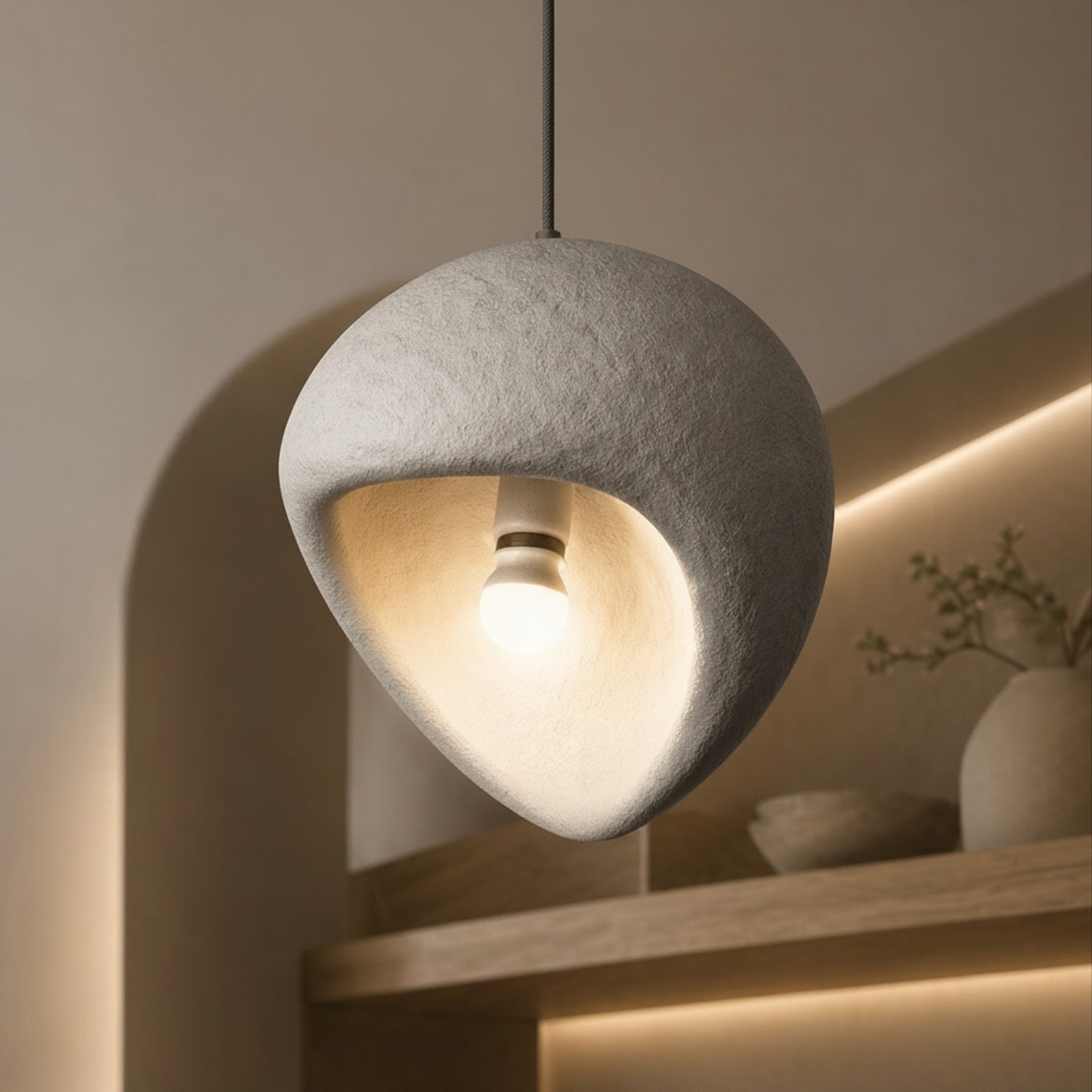 Lustra Moderna AERA, 30 cm, Suspendata, 1 X E27, Gri, Metal si Spuma, Inaltime Reglabila