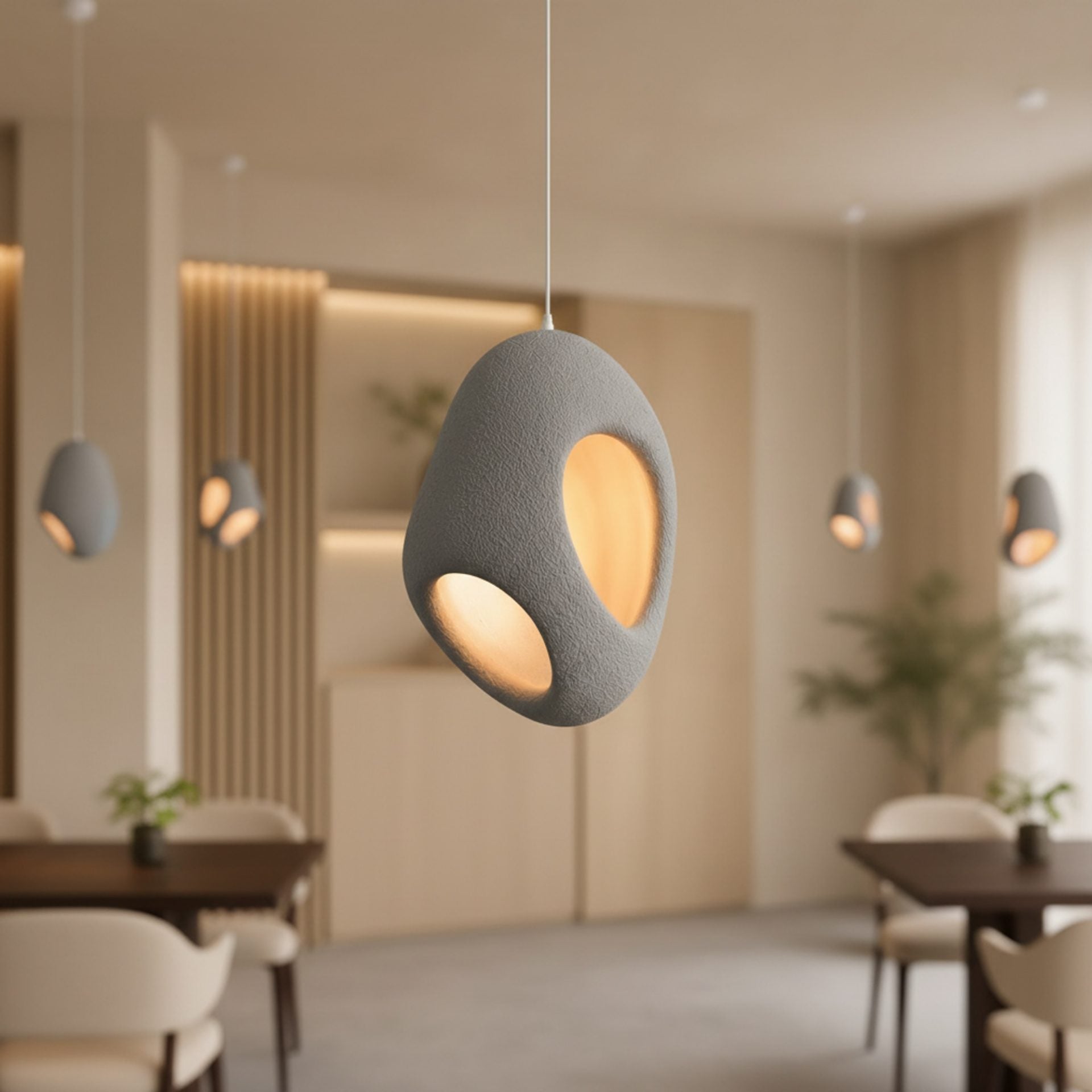 Lustra Moderna FOAMER Magno, 57 cm, Suspendata, 1 X E27, Gri, Metal si Spuma, Inaltime Reglabila