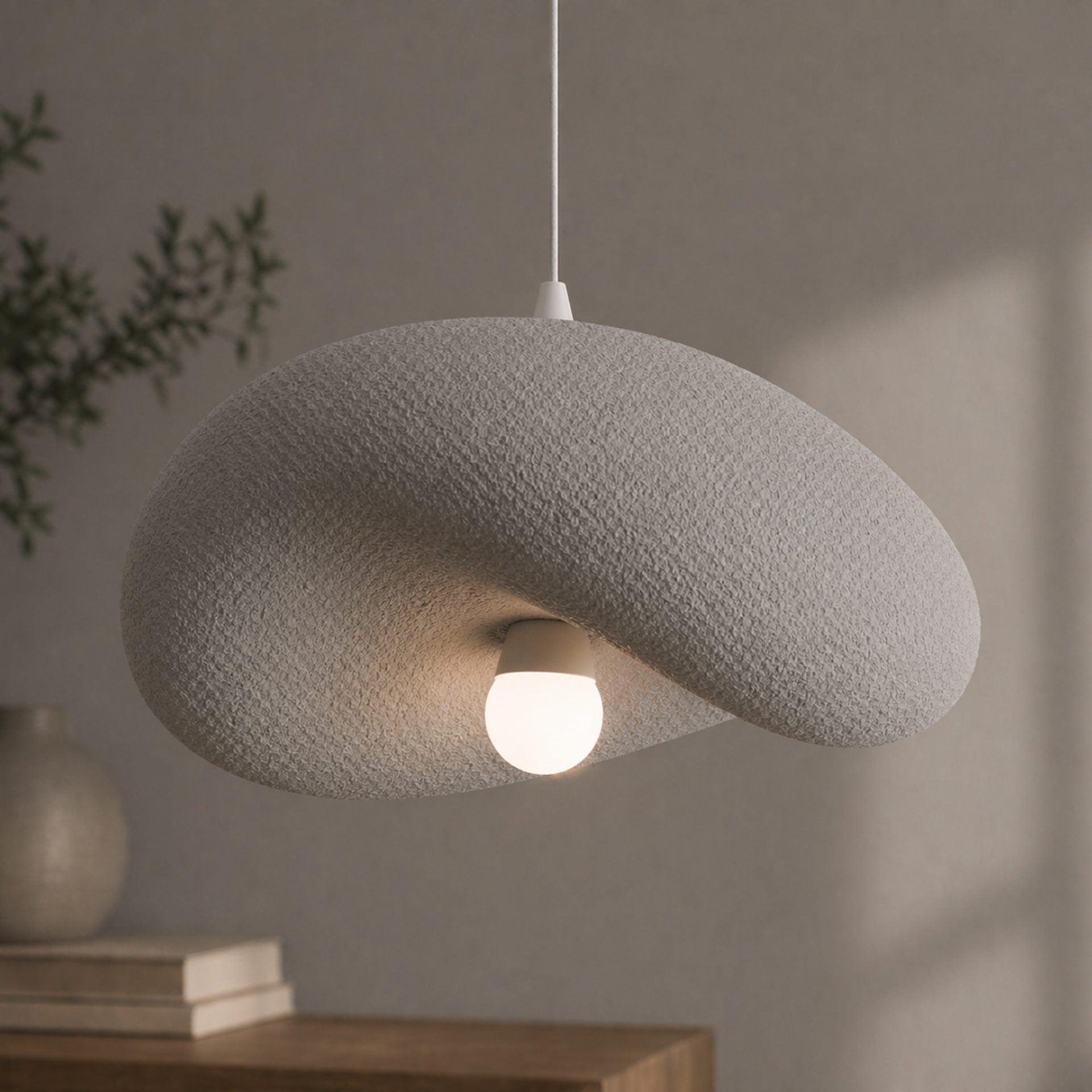 Lustra Moderna FOAMER Magno, 59 cm, Suspendata, 1 X E27, Gri, Metal si Spuma, Inaltime Reglabila