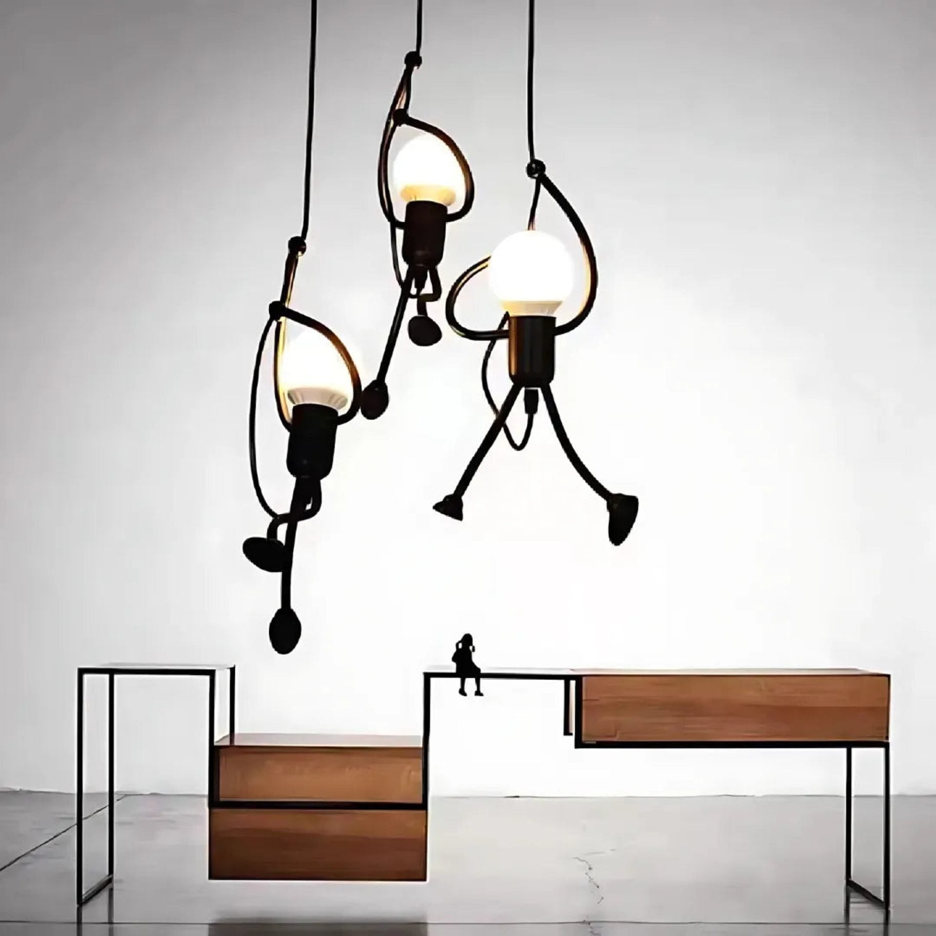 Lustra MODERNA, tip Pendul, FUNTASIA, Figurina, 3xE27, Inaltime Reglabila, Negru