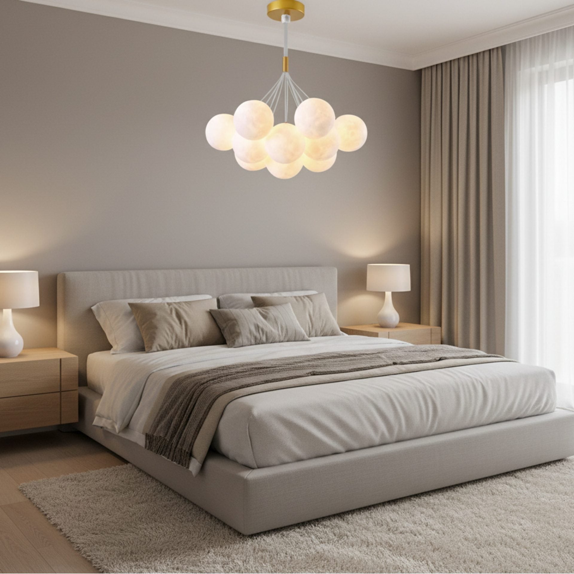 Lustra MODERNA, tip Pendul, LOFT Bagliore, Glob, 7xE27, Inaltime Reglabila, Auriu