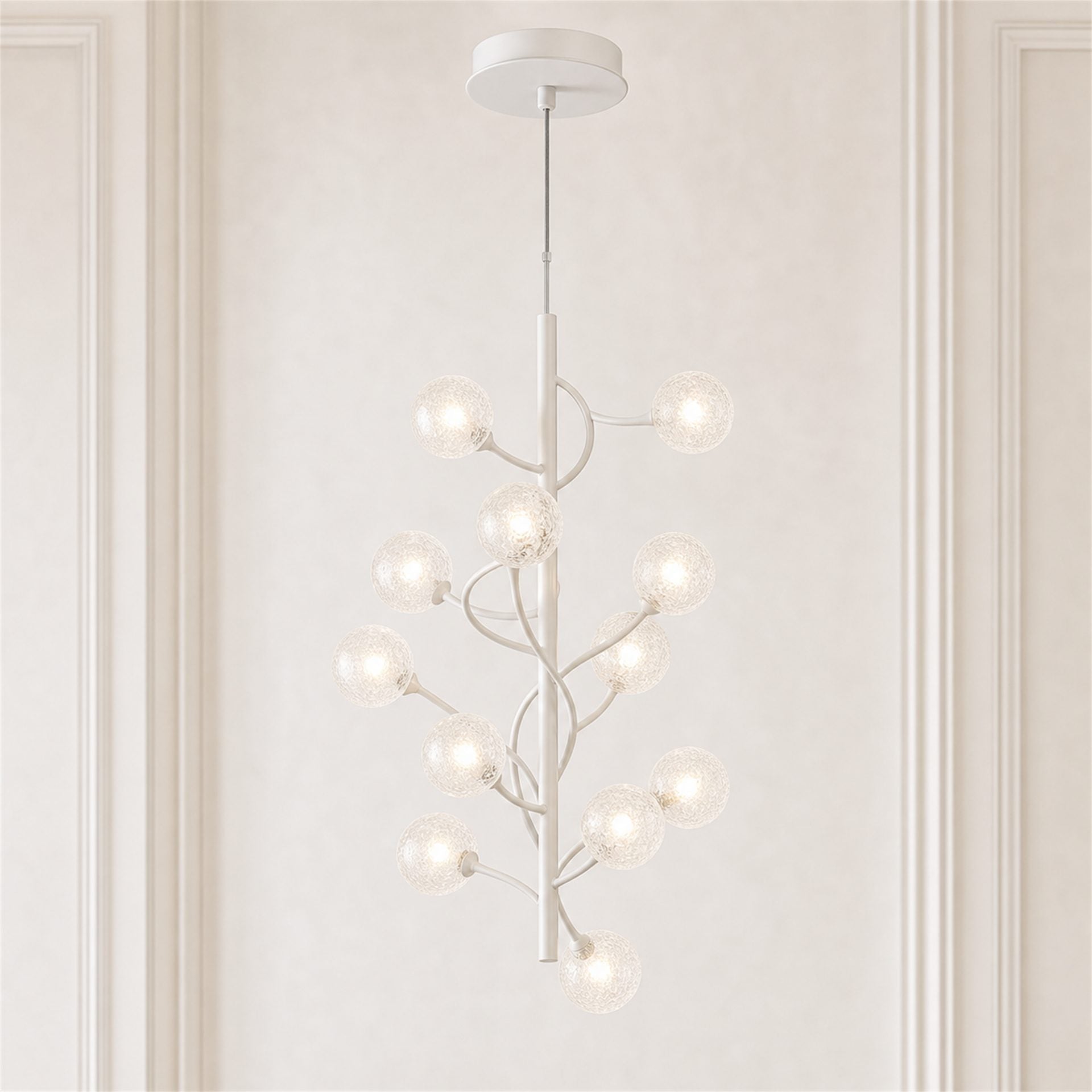 Lustra Suspendata VINE Nobile, Ø35cm, 13xG9, Alb, Metal si Sticla