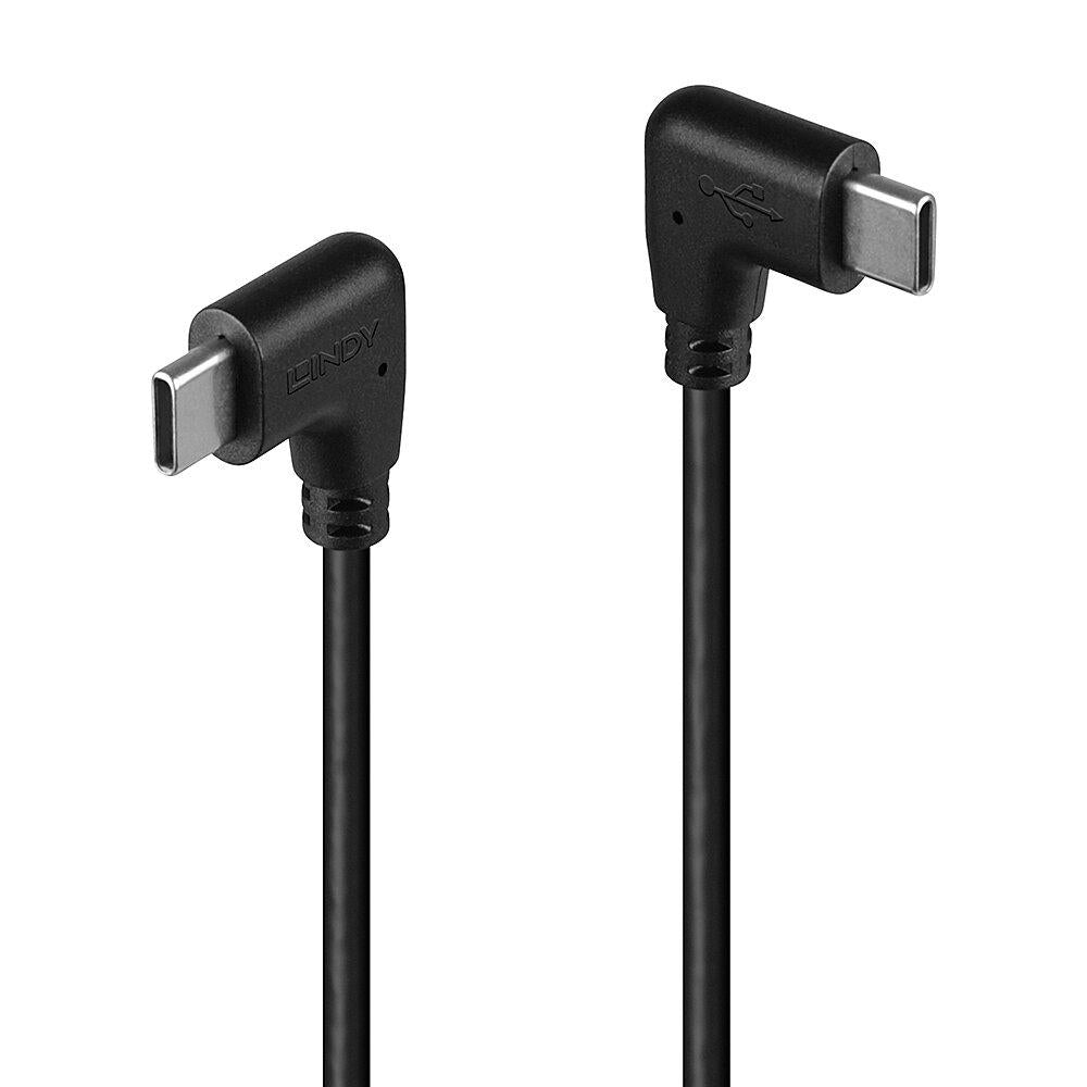 Cablu Lindy USB C 2 x 90° 1m negru "LY-32009"
