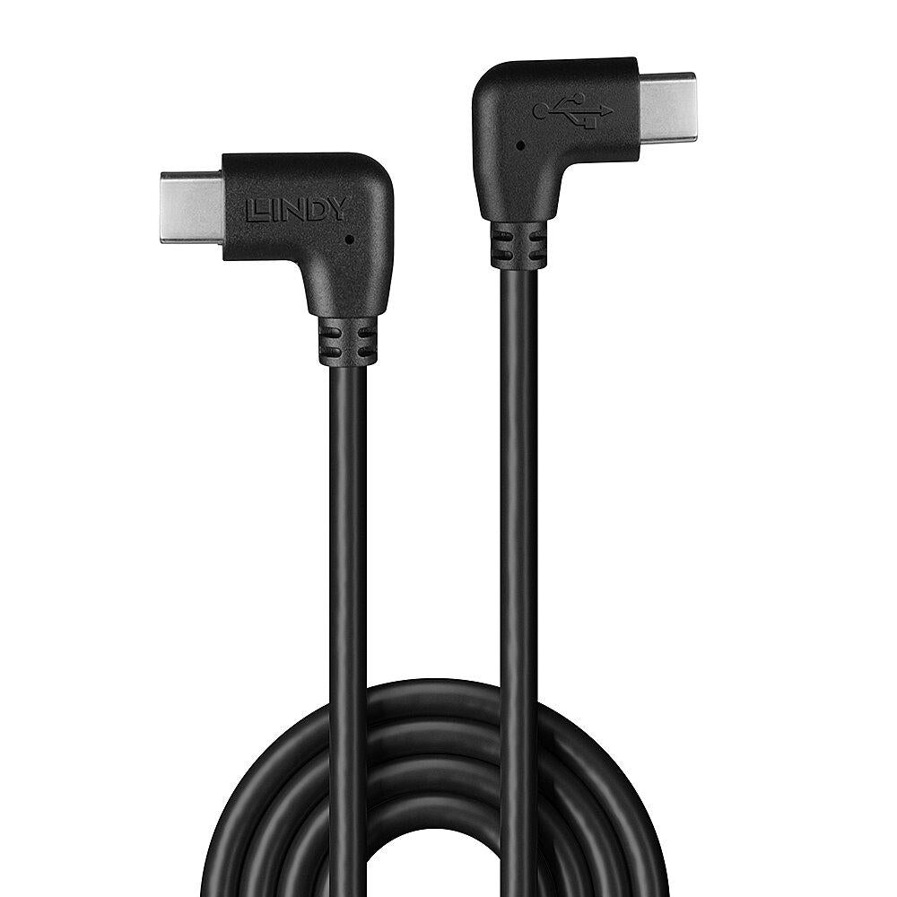 Cablu Lindy USB C 2 x 90° 1m negru "LY-32009"