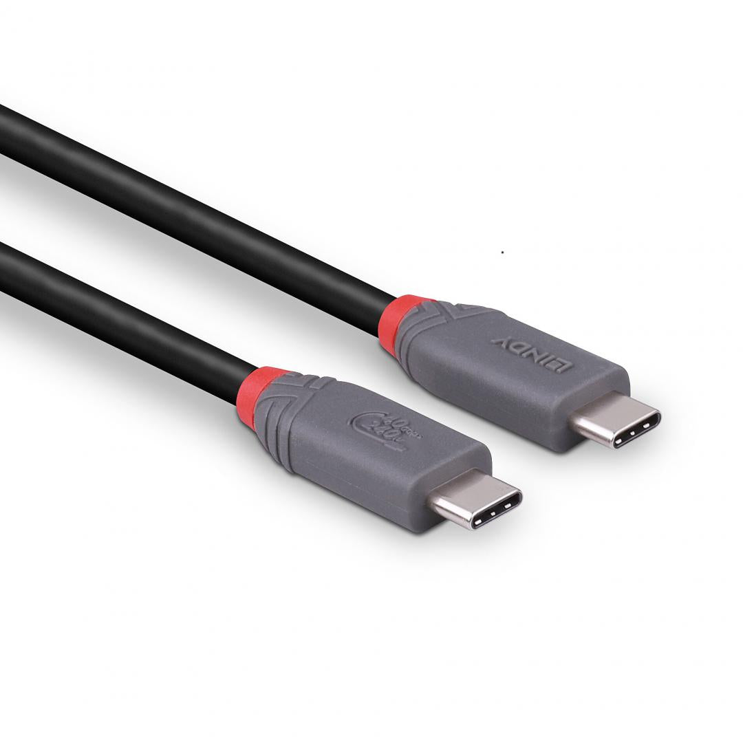 Cablu Lindy 0.8m USB4 Type C 40Gbps Anth "LY-36956"