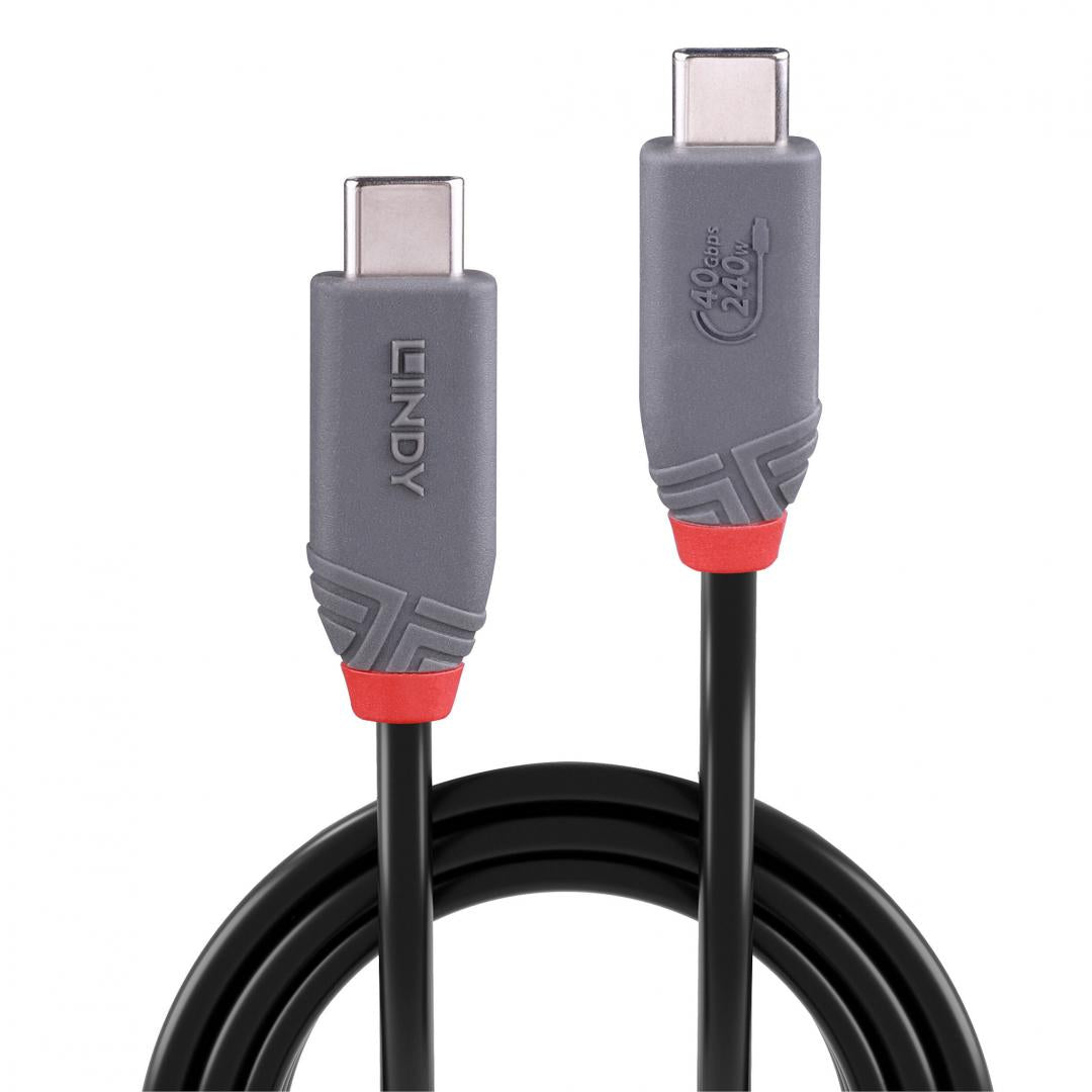 Cablu Lindy 0.8m USB4 Type C 40Gbps Anth "LY-36956"
