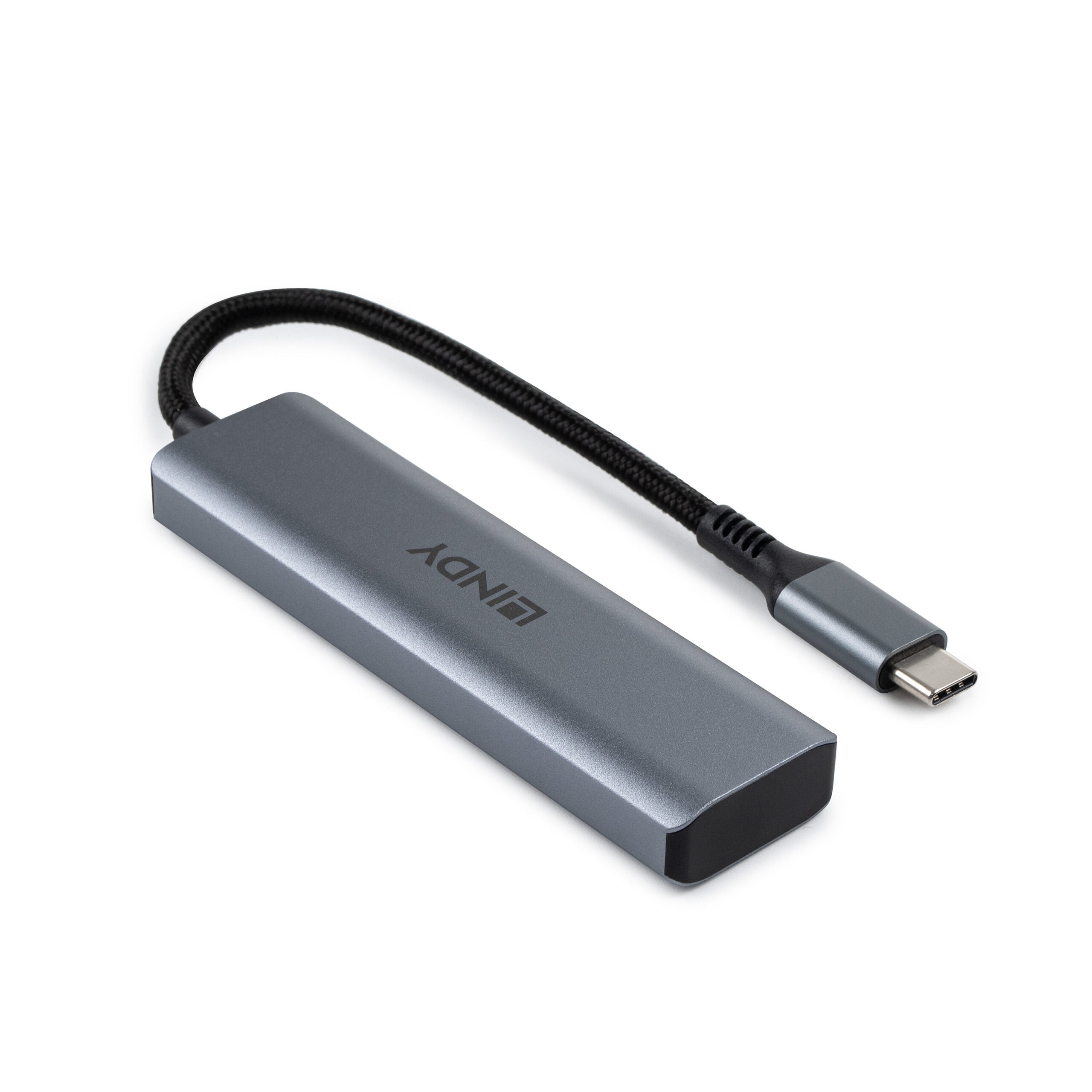 Hub Lindy USB-C 3.2 4 Port, gri "LY-43414"