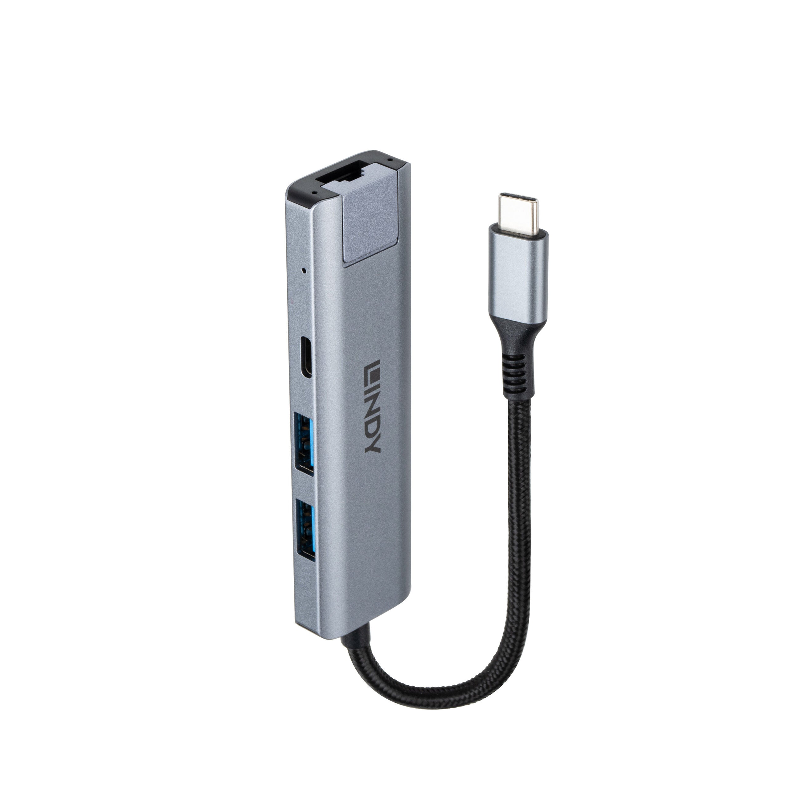 Hub Lindy USB3.2 Gigabit Ethernet, gri "LY-43422"