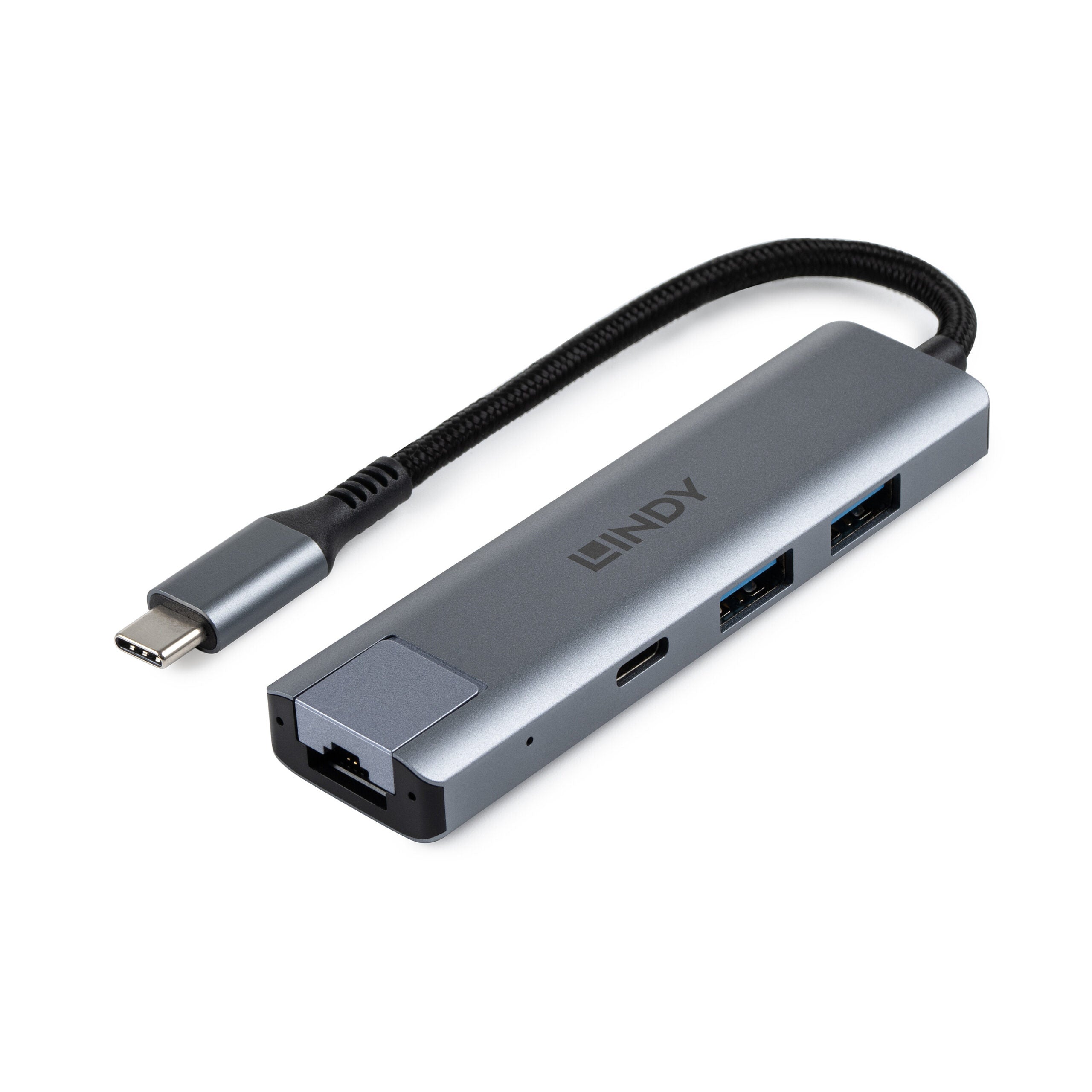 Hub Lindy USB3.2 Gigabit Ethernet, gri "LY-43422"