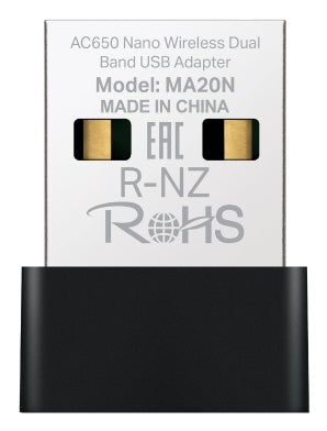 ADAPTOR RETEA MERCUSYS, nano AC650 extern wireless 2.4 GHz | 5 GHz, USB 2.0, 650 Mbps, "MA20N"