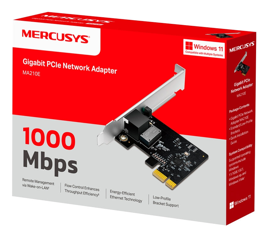 PLACA RETEA Mercusys, intern, PCI-E, port RJ-45, 1000 Mbps, "MA210E"