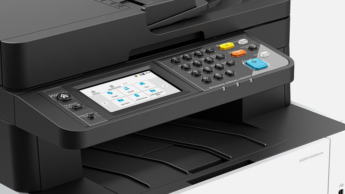 Multifunctional Laser Color Kyocera, A4, Functii:Impr|Scan|Cop|Fax,Viteza Print Mono:26ppm,Viteza Print color:26ppm,Conectiv:USB|Ret|WiFi,Duplex:Da,ADF:DADF "MA2600cwfx"