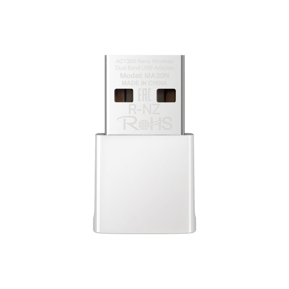 ADAPTOR RETEA MERCUSYS, nano AC1300 extern wireless 2.4 GHz | 5 GHz, USB 2.0, 1300 Mbps, alb, "MA30N"