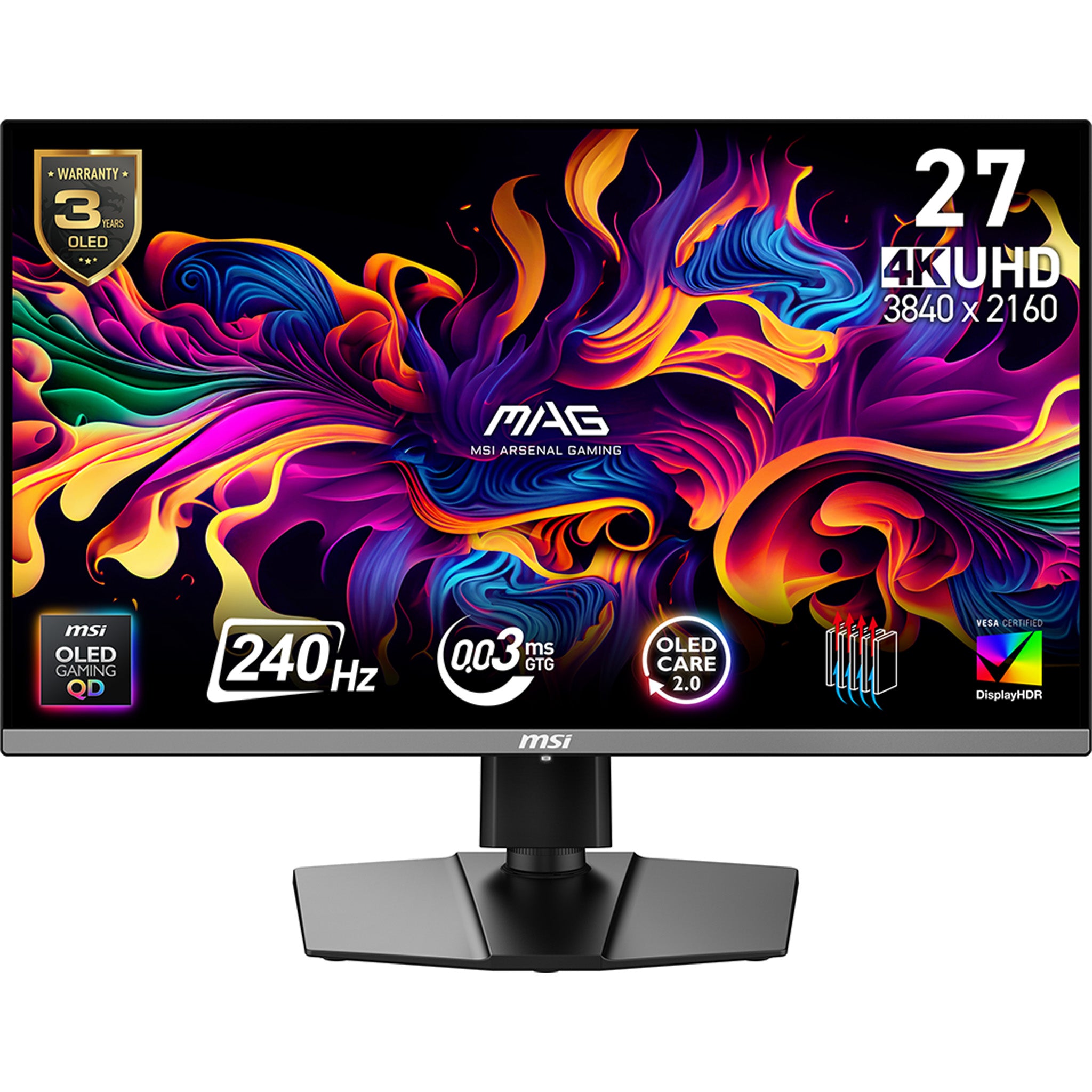 MSI MAG 272UP QD-OLED X24 26.5inch QD-OLED UHD 16:9 240Hz 0.03ms 2xHDM2.1 DP USB Type C Dpalt PD15W Pivot "MAG 272UP QD-OLED X24"