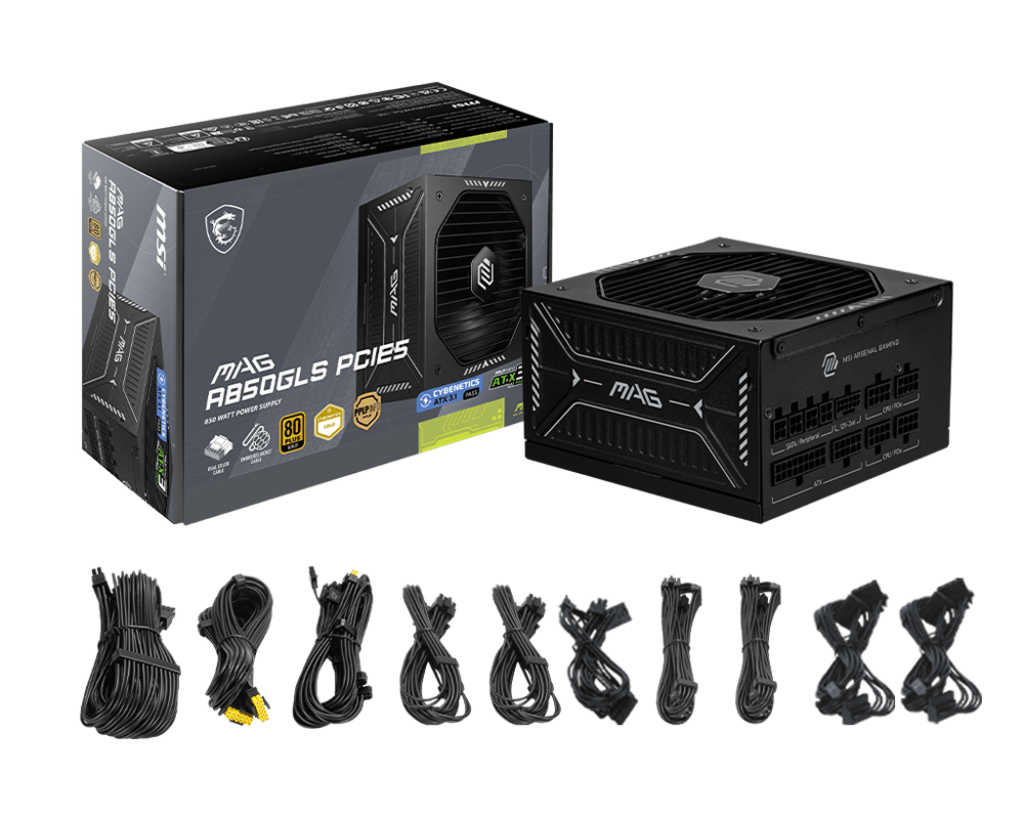 Sursa MSI MAG A850GLS PCIE5, 850 W, ATX, 80+ Gold, PCIe 5.1, Full Modulara, Negru 