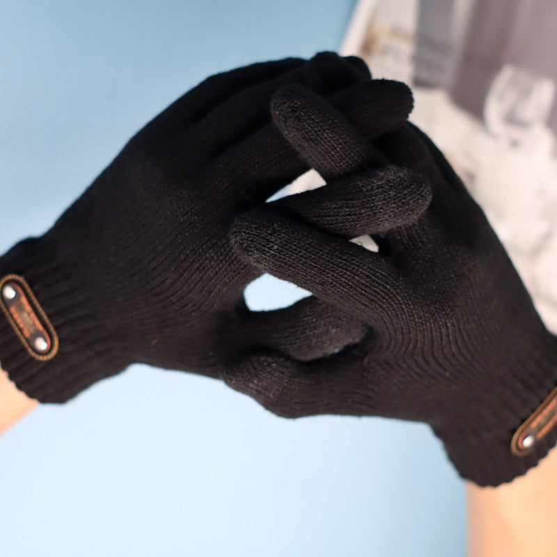 Manusi de Barbat, Model Tricotat, Functie Touchscreen (ecran tactil), Material Acril, Manseta Elastica, Interior Catifelat, Marime Universala, Negru